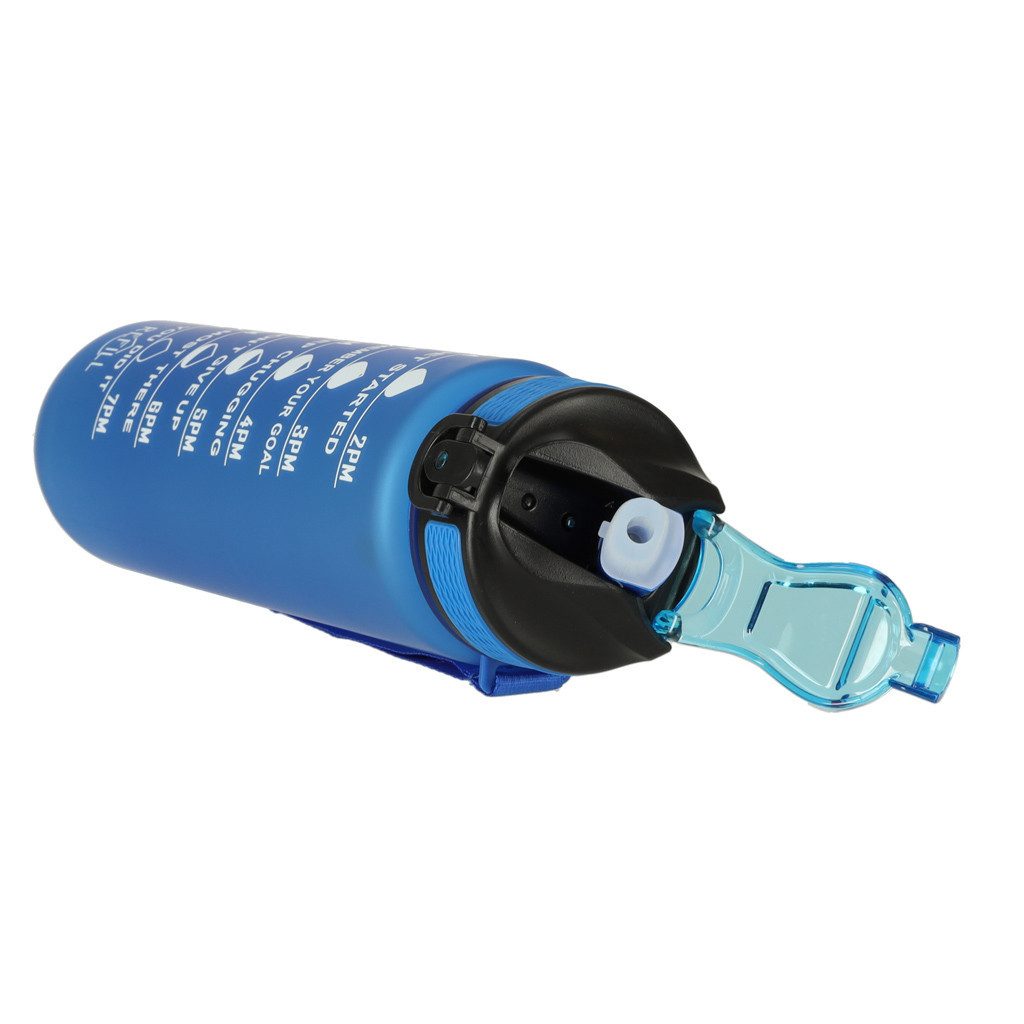 Ikonka Trinkflasche Motivations-Wasserflasche 1L – Tritan, BPA-frei, mit Strohhalm, Motivations-Wasserflasche mit Strohhalm und Messskala, 1L