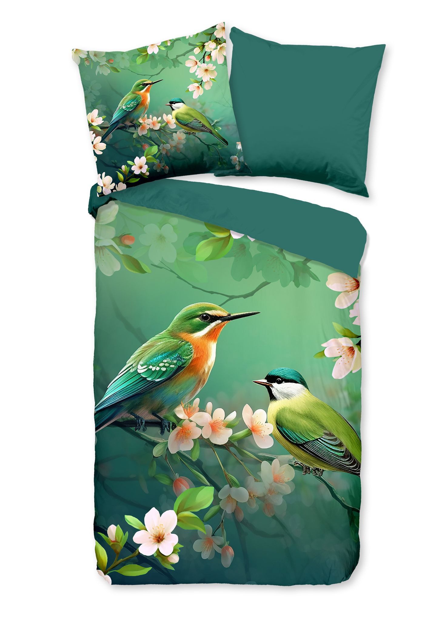JACK Bettwäsche 135x200cm Pure Vogelparadies Grün, günstig online kaufen
