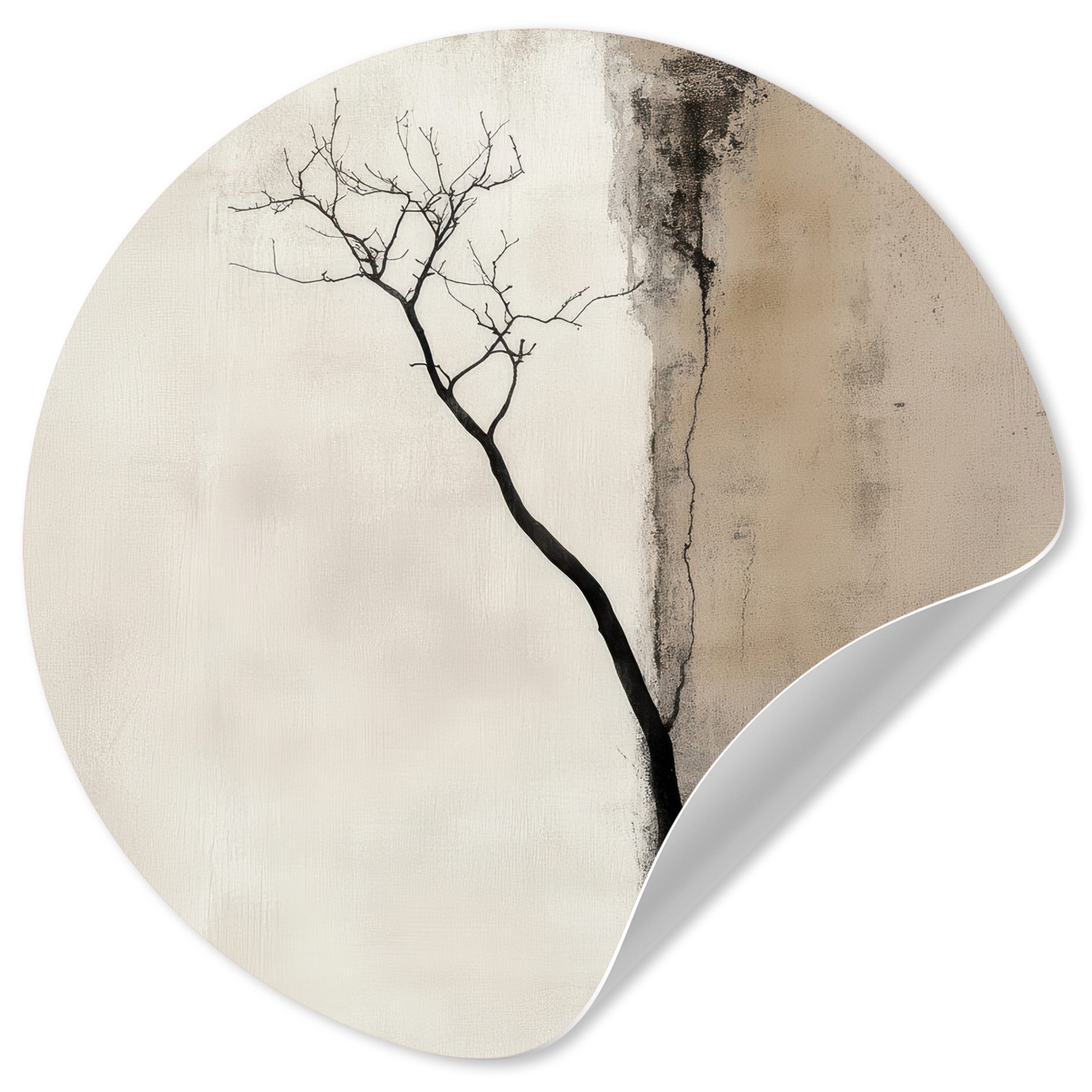 MuchoWow Wandsticker Wabi sabi - Pflanze - Beige (1 St), Wandtattoo Selbstklebend, Wohnzimmer Deko Aufkleber, 30x30 cm