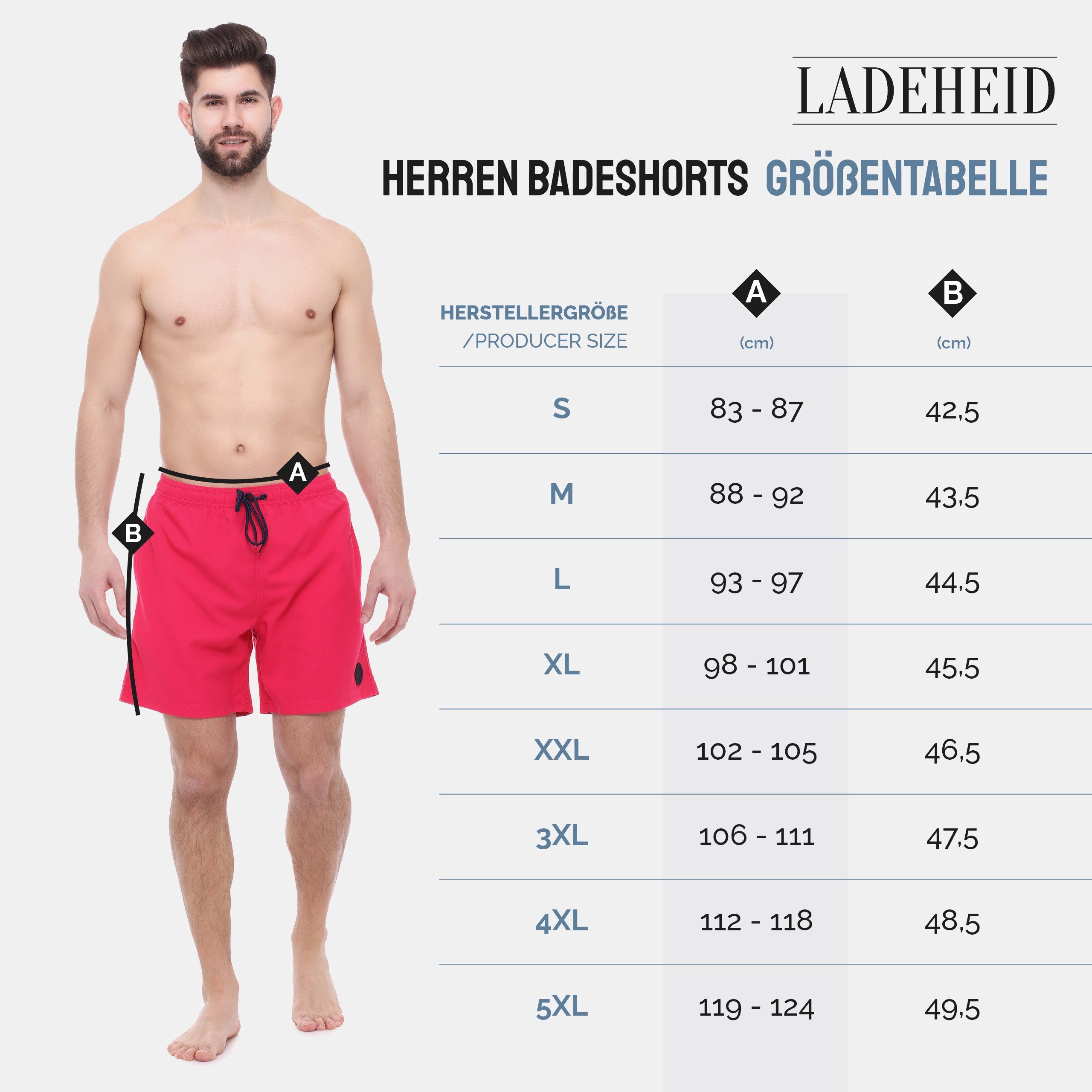 Ladeheid Badeshorts Herren Badehose Boardshorts Beachshorts Schwimmhose LA40-128 – Bild 5 von 5