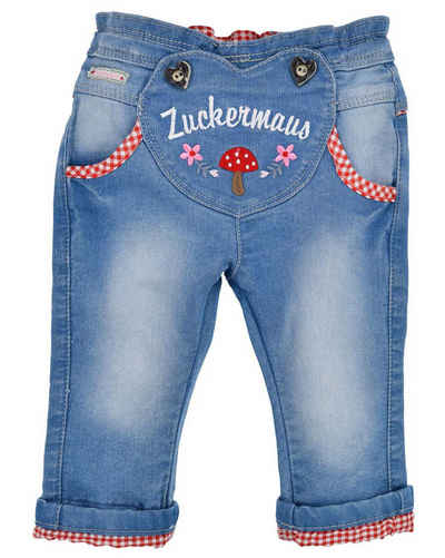 BONDI Trachtenlederhose Baby Mädchen Jeans 'Zuckermaus' 86854, Blue denim