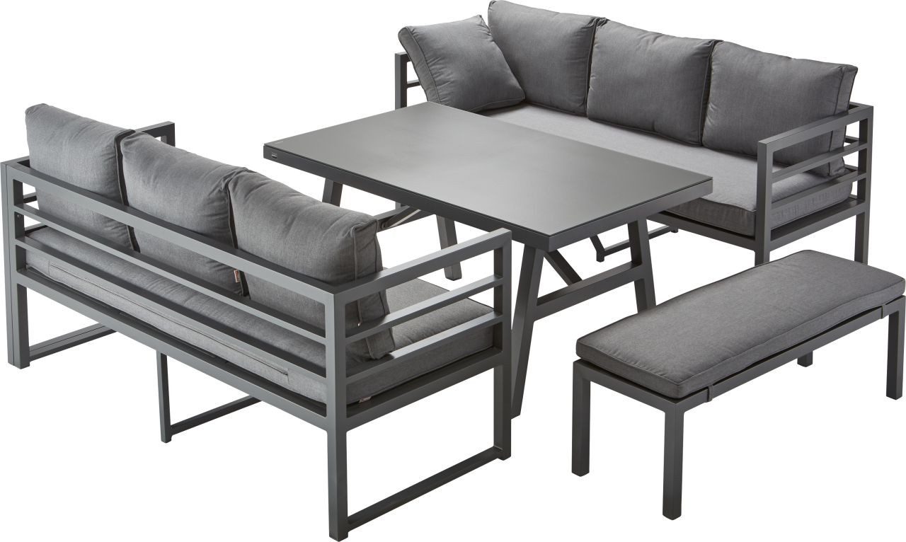 Primaster Gartenlounge-Set Primaster Aluminium-Dining-Loungeset Riva inkl.