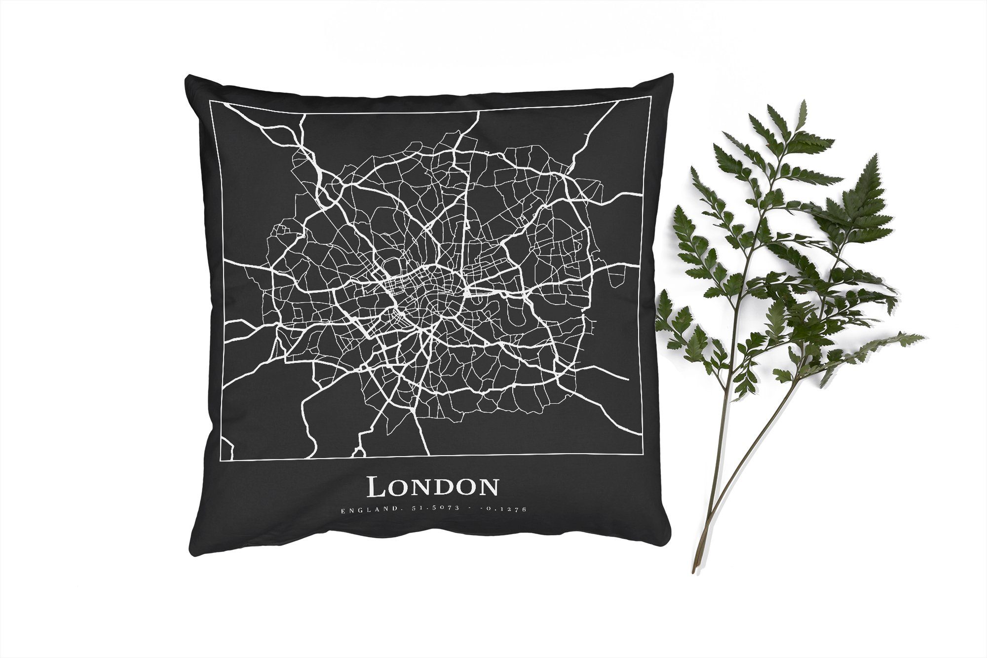 London Karte - Stadtplan Sofakissen Füllung - Dekokissen Deko, Wohzimmer, Zierkissen Schlafzimmer, Karte, - mit MuchoWow für