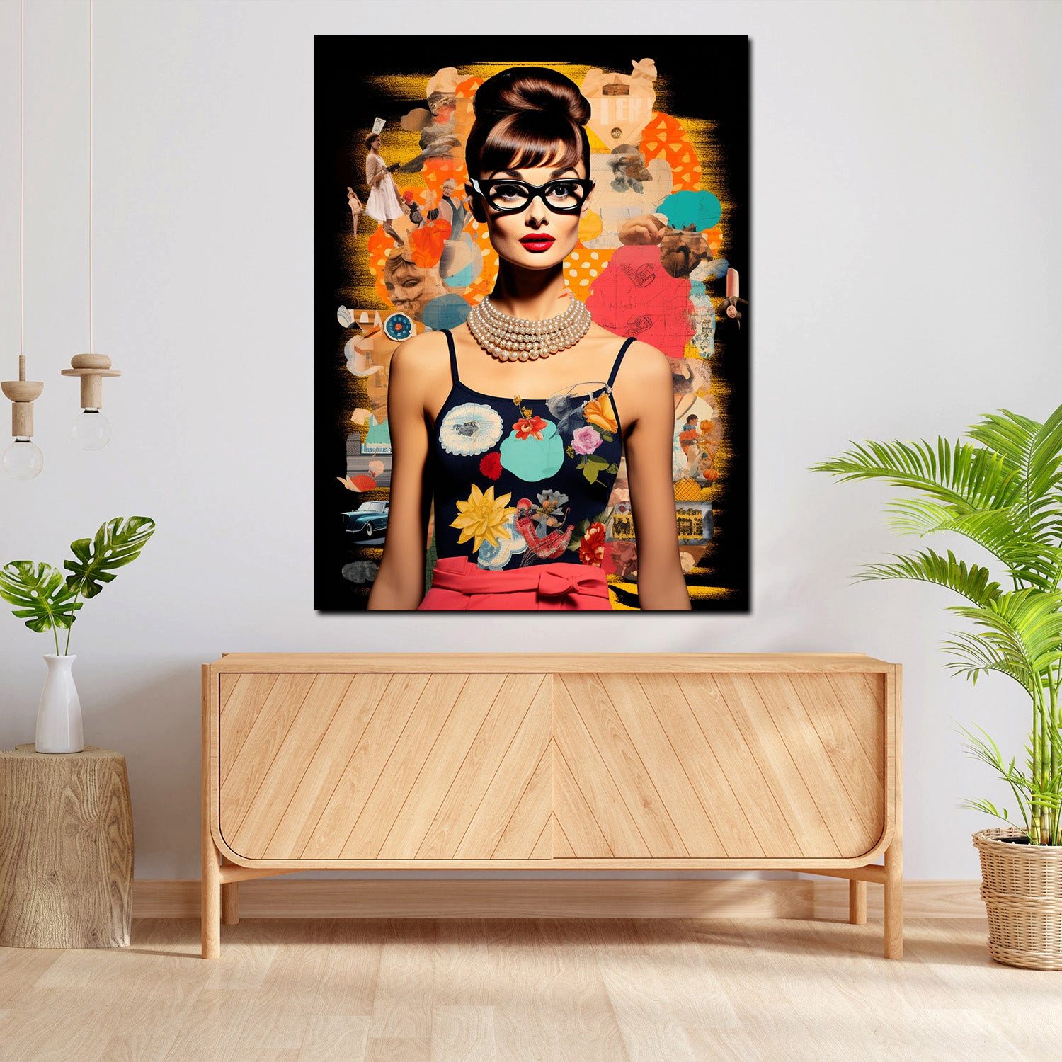 Artedinoi Leinwandbild Cool Audrey abstrakt Pop Art Leinwandbild Wandbild Kunstdruck XL Deko