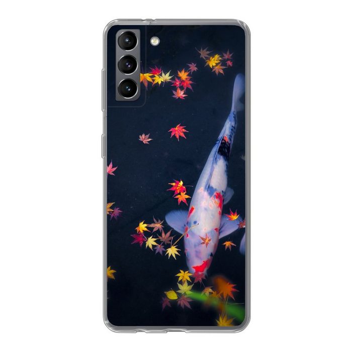 MuchoWow Handyhülle Koi - Fisch - Regenbogen - Blätter Phone Case Handyhülle Samsung Galaxy S21 Plus Silikon Schutzhülle