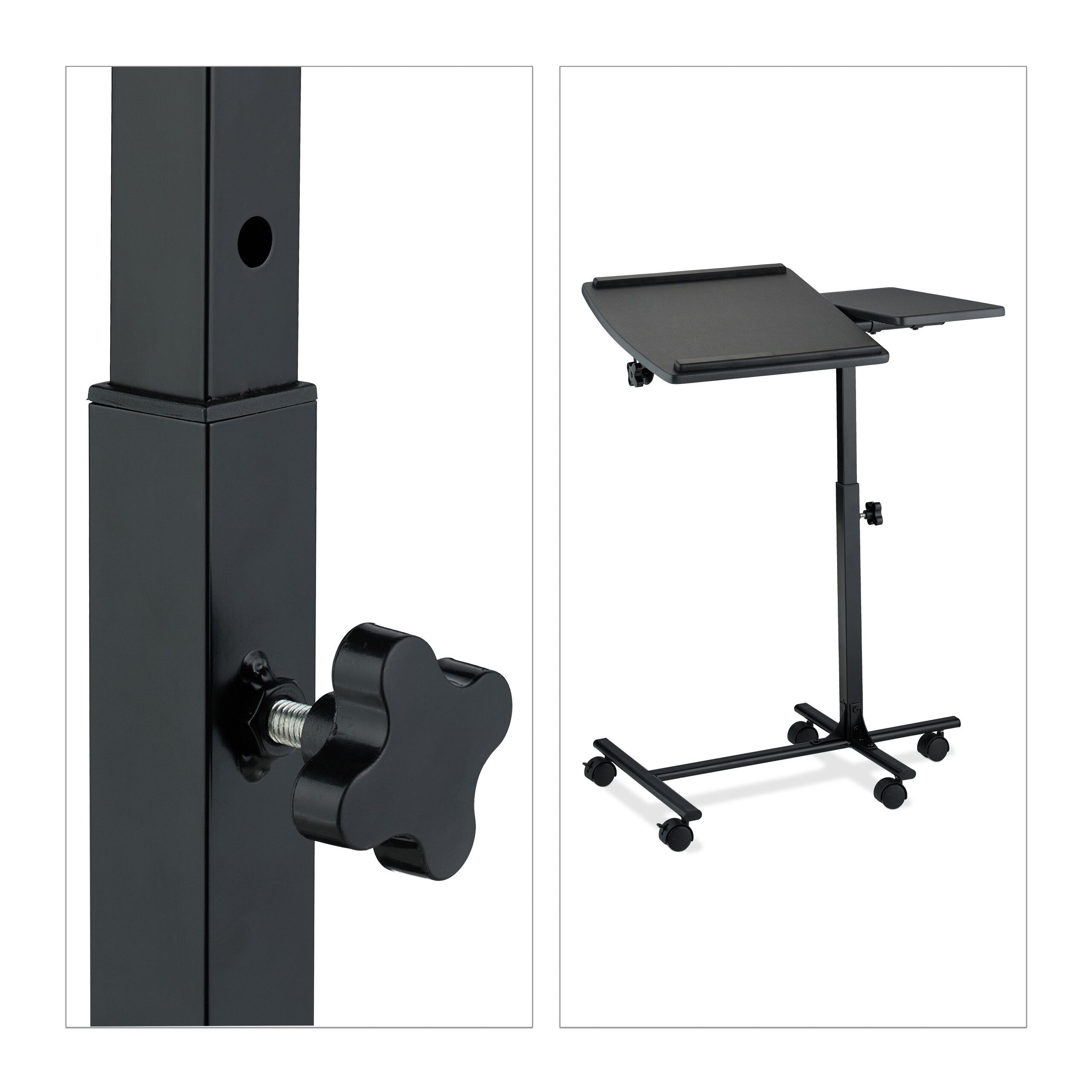 relaxdays Laptoptisch höhenverstellbar mit Rolle