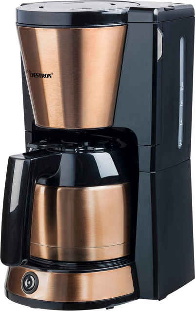 bestron Filterkaffeemaschine ACM1000CO, 1l Kaffeekanne, Papierfilter 1x4, mit Thermokanne, 8 Tassen, 900 W, Edelstahl in Kupfer -Optik