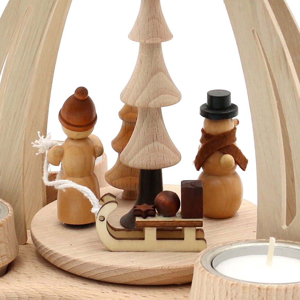 Dekohelden24 Weihnachtspyramide Pyramide aus Buchenholz mit Weihnachtsfiguren