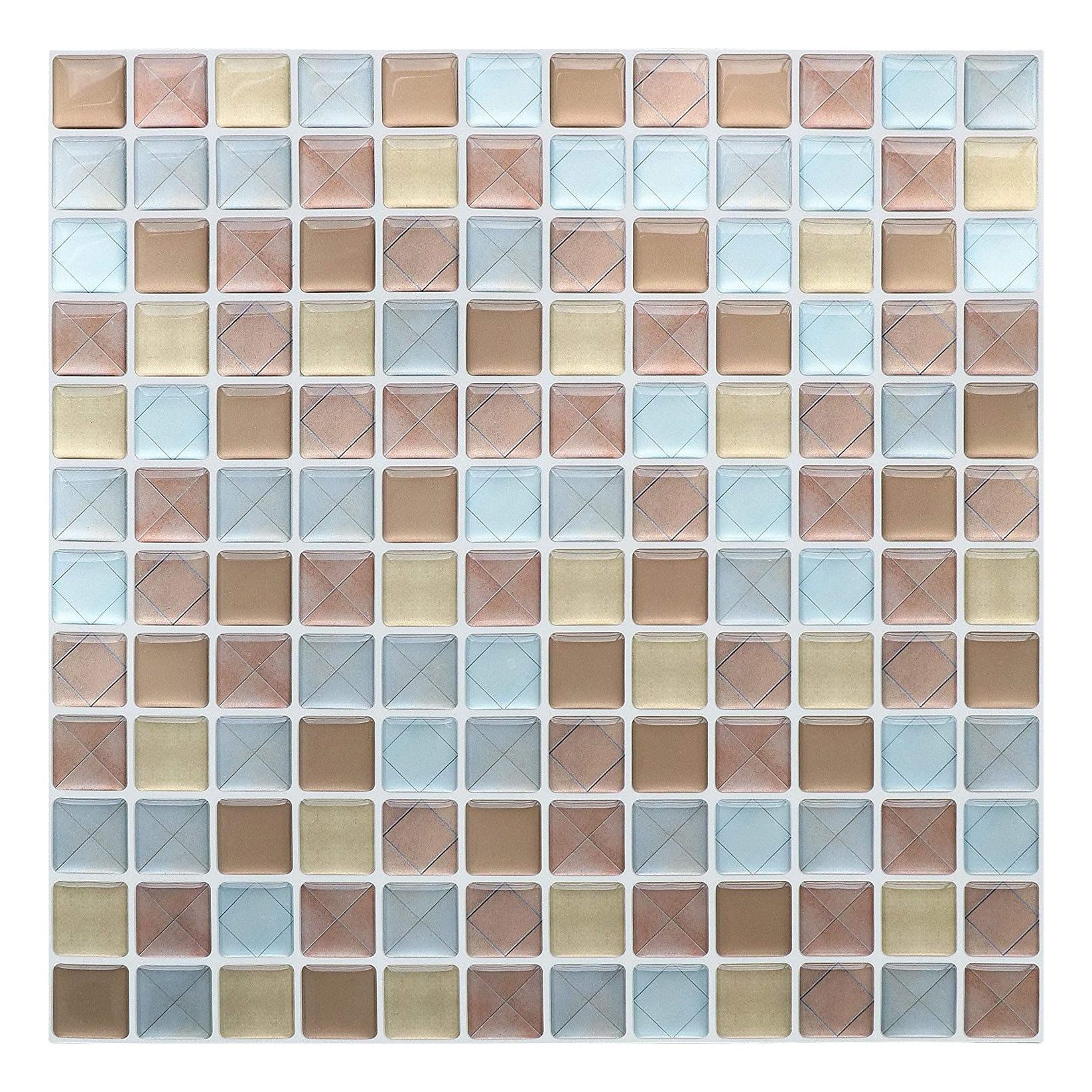 Zyronn Fliesenaufkleber 3D Klebefliesen Küche Fliesenaufkleber Bad Selbstklebende Fliesenfolie (10 St), 23.6x23.6cm Klebefliesen Mosaik Mosaikfliesen Selbstklebend Fliesen