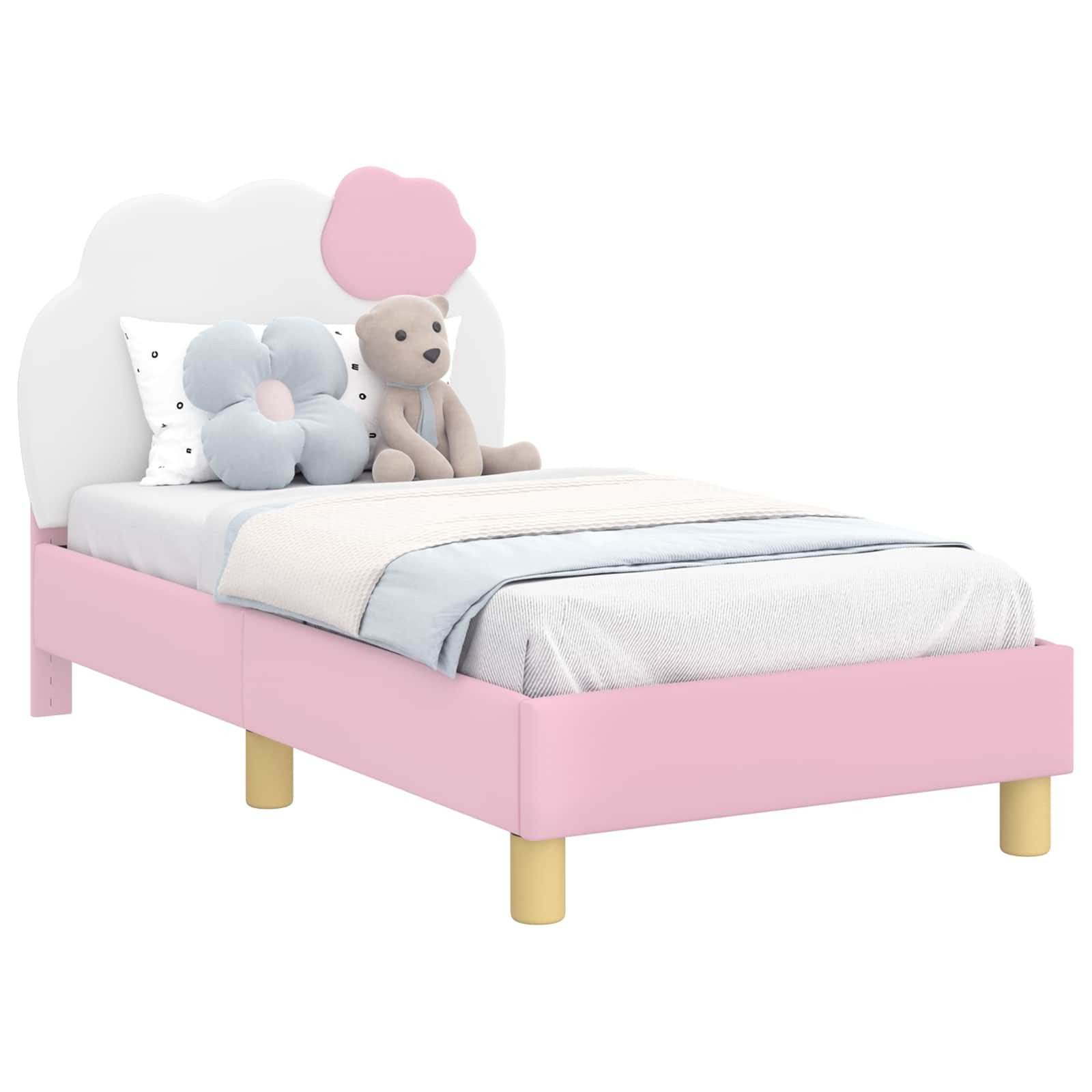 vidaXL Bett Kinderbettgestell mit Kopfteil Rosa 70 x 140 cm PU (1-tlg)