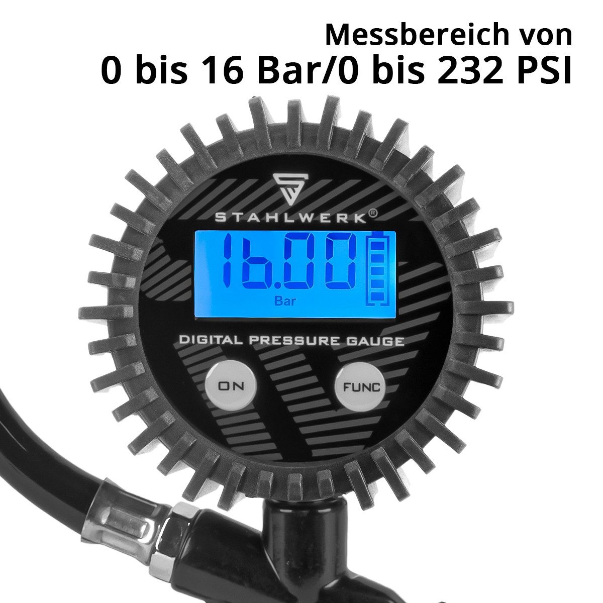 STAHLWERK Reifenfüllmessgerät Digitale Druckluft-Reifenfüllpistole DRD-16 ST – Bild 5 von 5