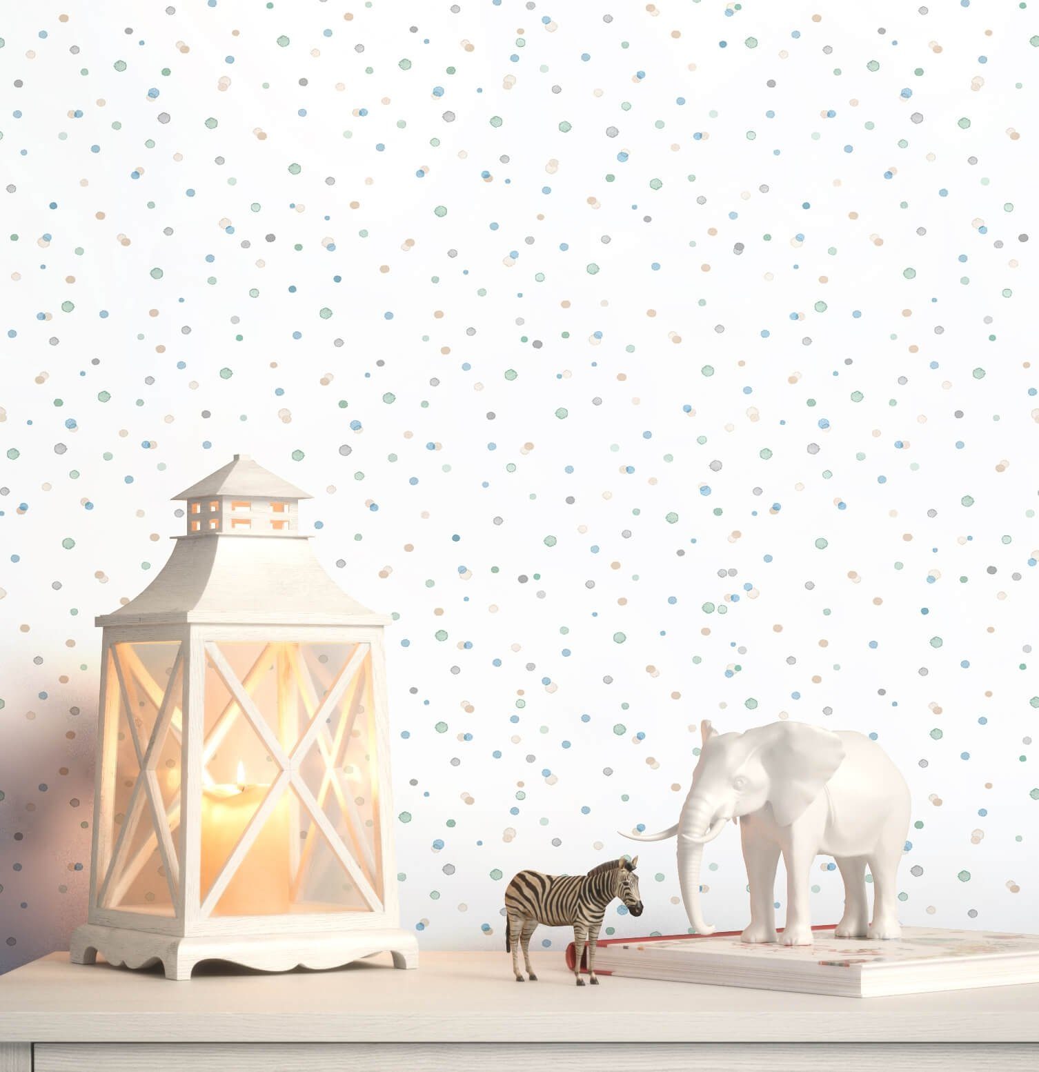 Newroom Papiertapete Audrey Konfetti Tapete Kindertapete Punkte,Gepunktet, Blau Tapete Kinder Punkte - Kindertapete Babytapete Grau Weiß Niedlich Modern Gepunktet Konfetti für Babyzimmer Kinderzimmer Jugendzimmer, Babytapete