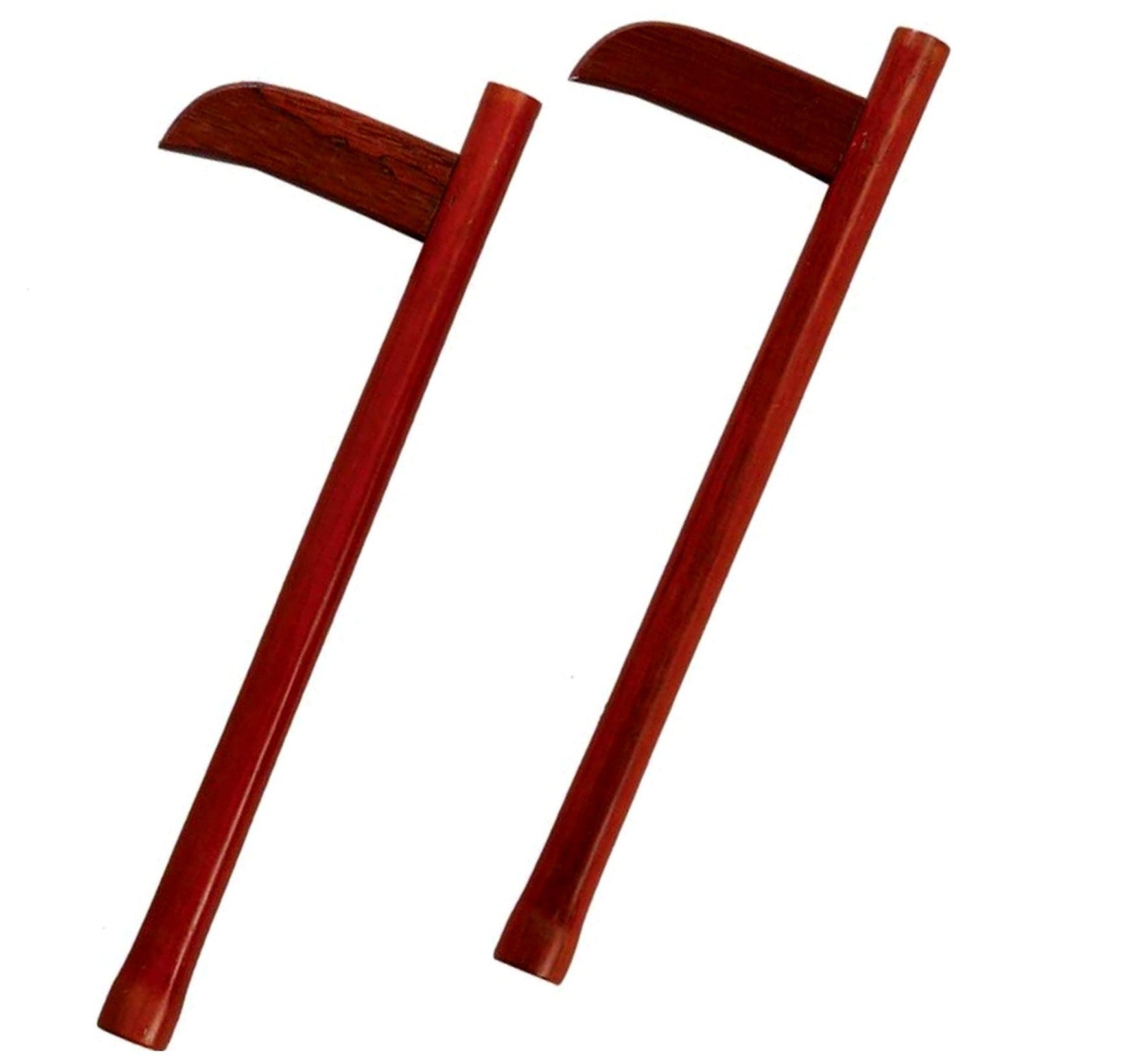 BAY-Sports Holzschwert Kama Echt Holz Halbmond Sichel Kamaki Kampfkunst-Sportgerät Kobudo (Paar), Aus naturbelassenem Holz - Trainingskama - Budosport