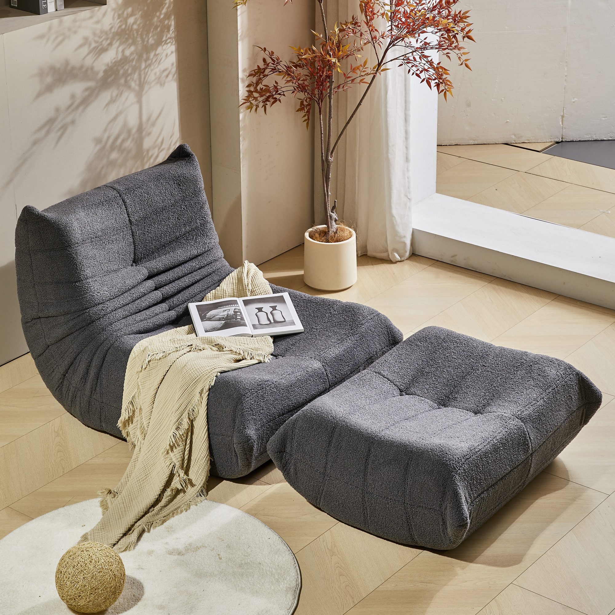 MODFU Sofa Loungesessel Wohnzimmer Sofa, Teddyfleece+Schaumstoff mit hoher günstig online kaufen