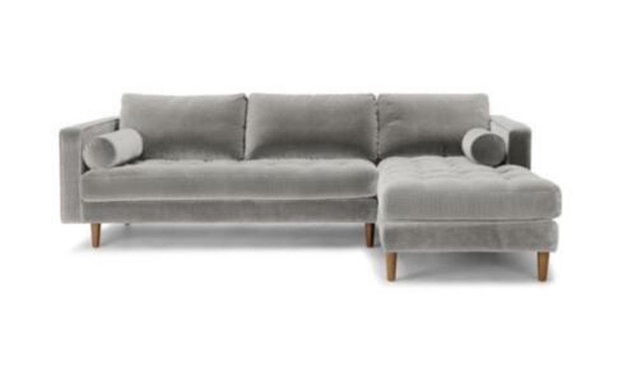 L-form Silber Sofa Design Couch Wohnlandschaft JVmoebel Polstersofa Ecksofa, Ecksofa Eck Sitz