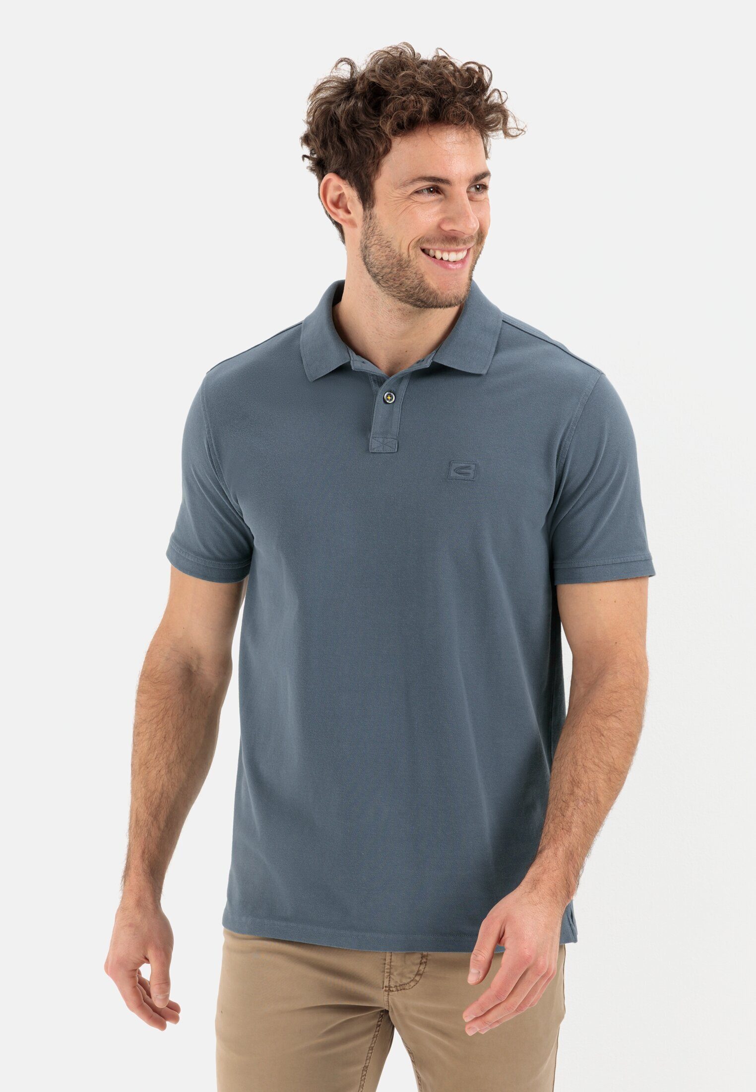 Blau reiner Shirts_Poloshirt active aus Poloshirt Baumwolle camel