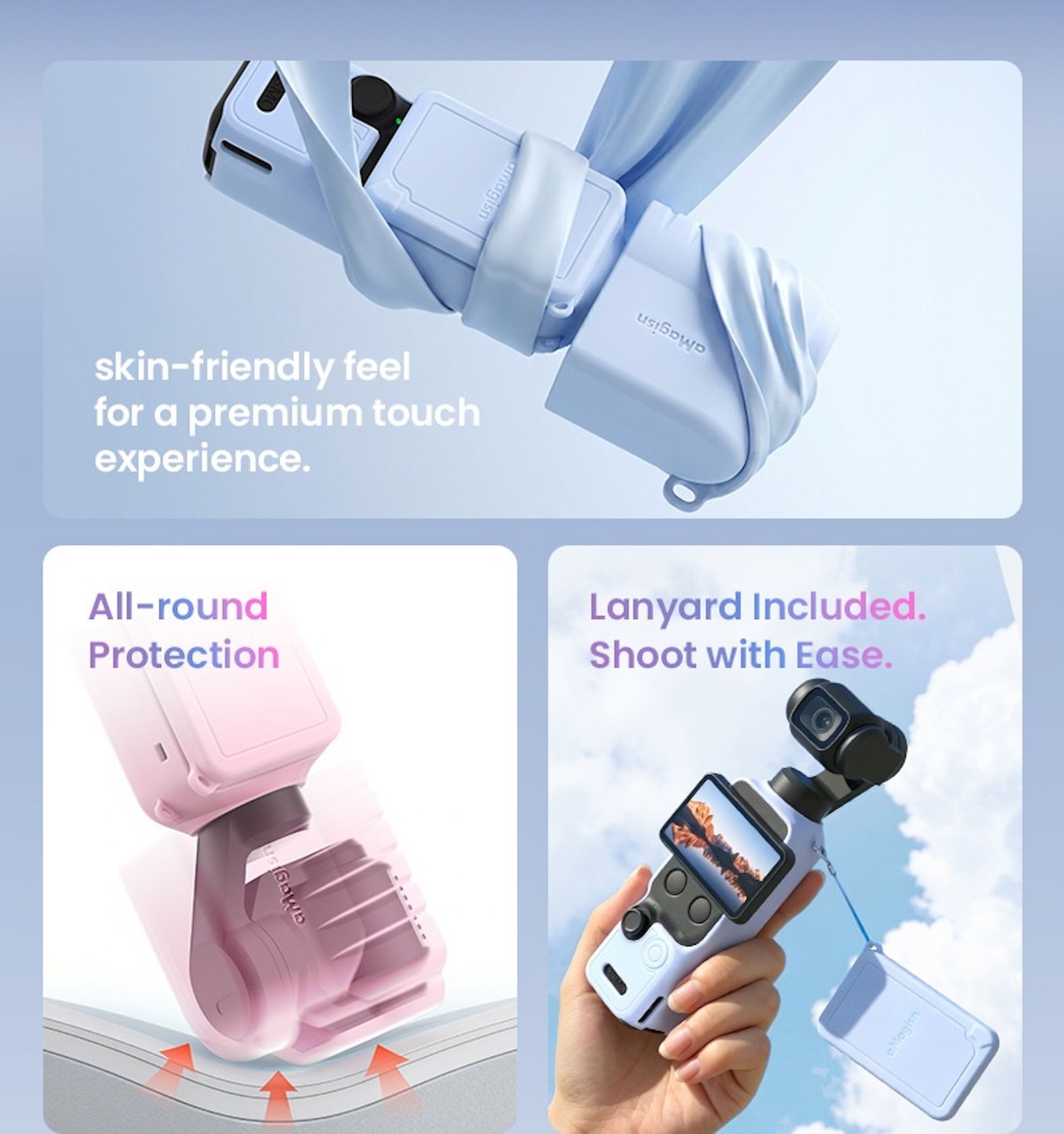 Wigento Silikon Schutzhülle Shockproof für DJI Osmo Pocket 4 Zubehör Lila Zubehör Drohne (Kompakt, Leicht, Flexibel, Stoßhemmend, Passgenau) – Bild 4 von 5
