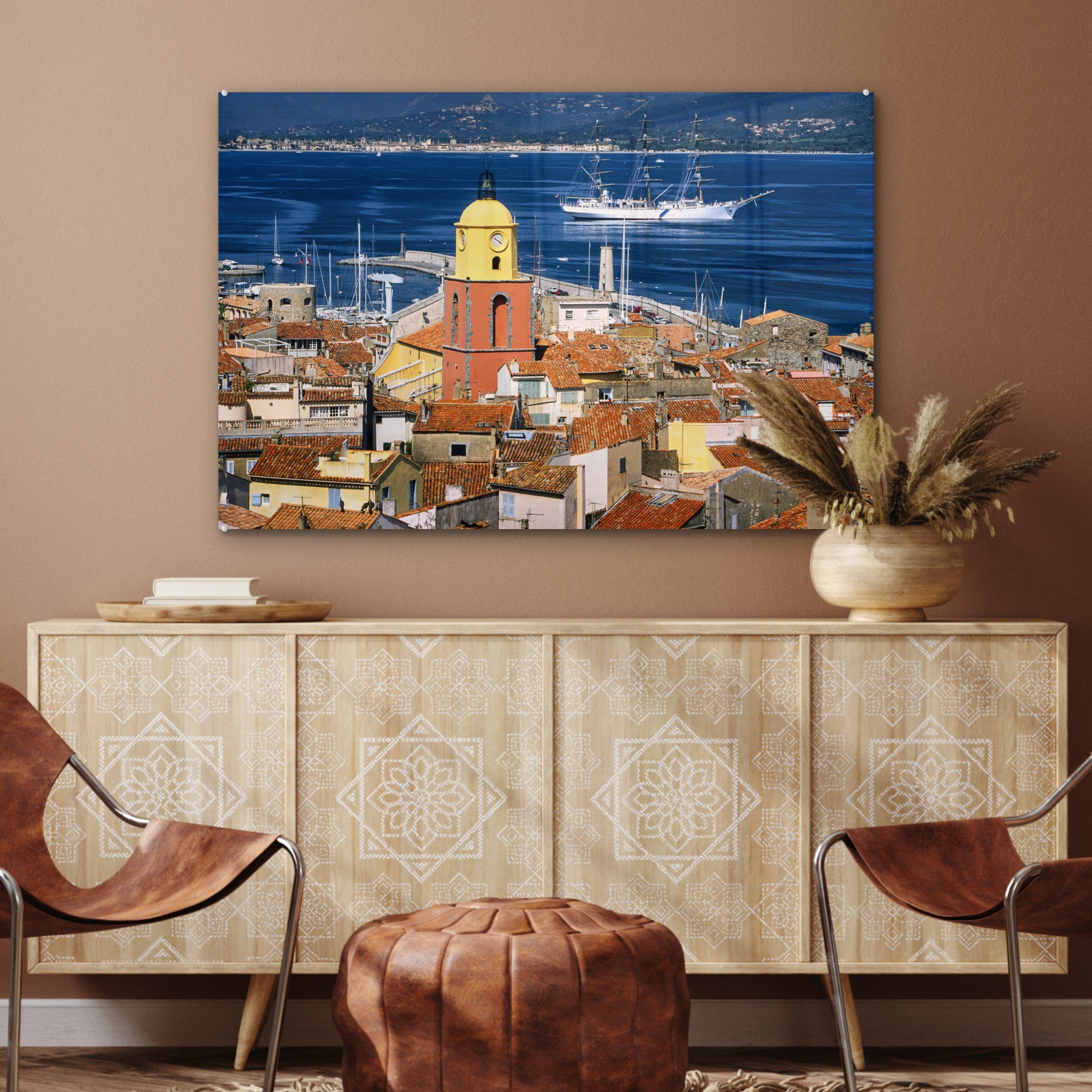 Saint-Tropez (1 St), & Mittelmeer Acrylglasbild in das Schlafzimmer und Frankreich, MuchoWow Acrylglasbilder Wohnzimmer blaue
