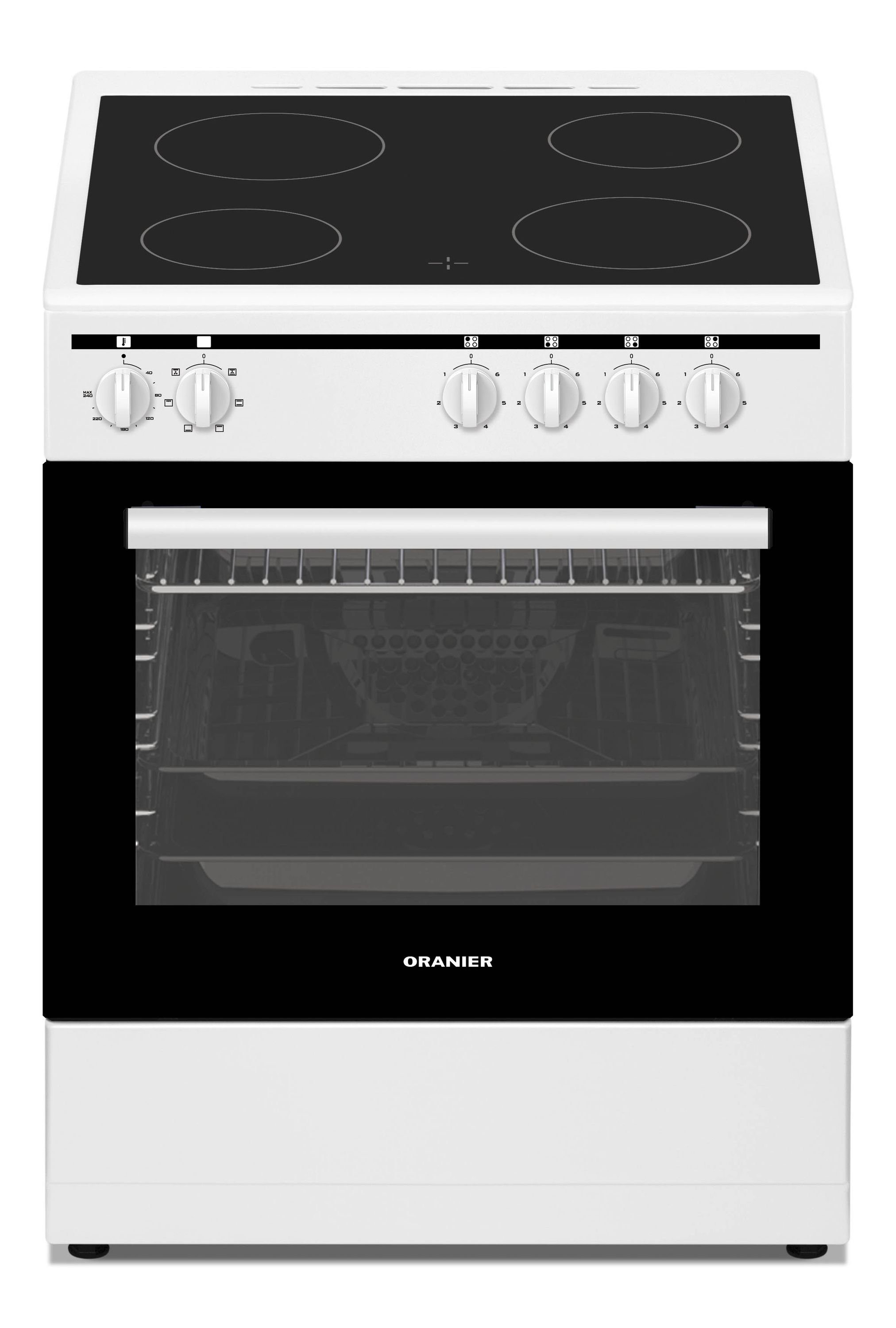 Oranier Elektro-Standherd 60 cm weiß 4 Kochzonen STE637, mit Nachrüstbar