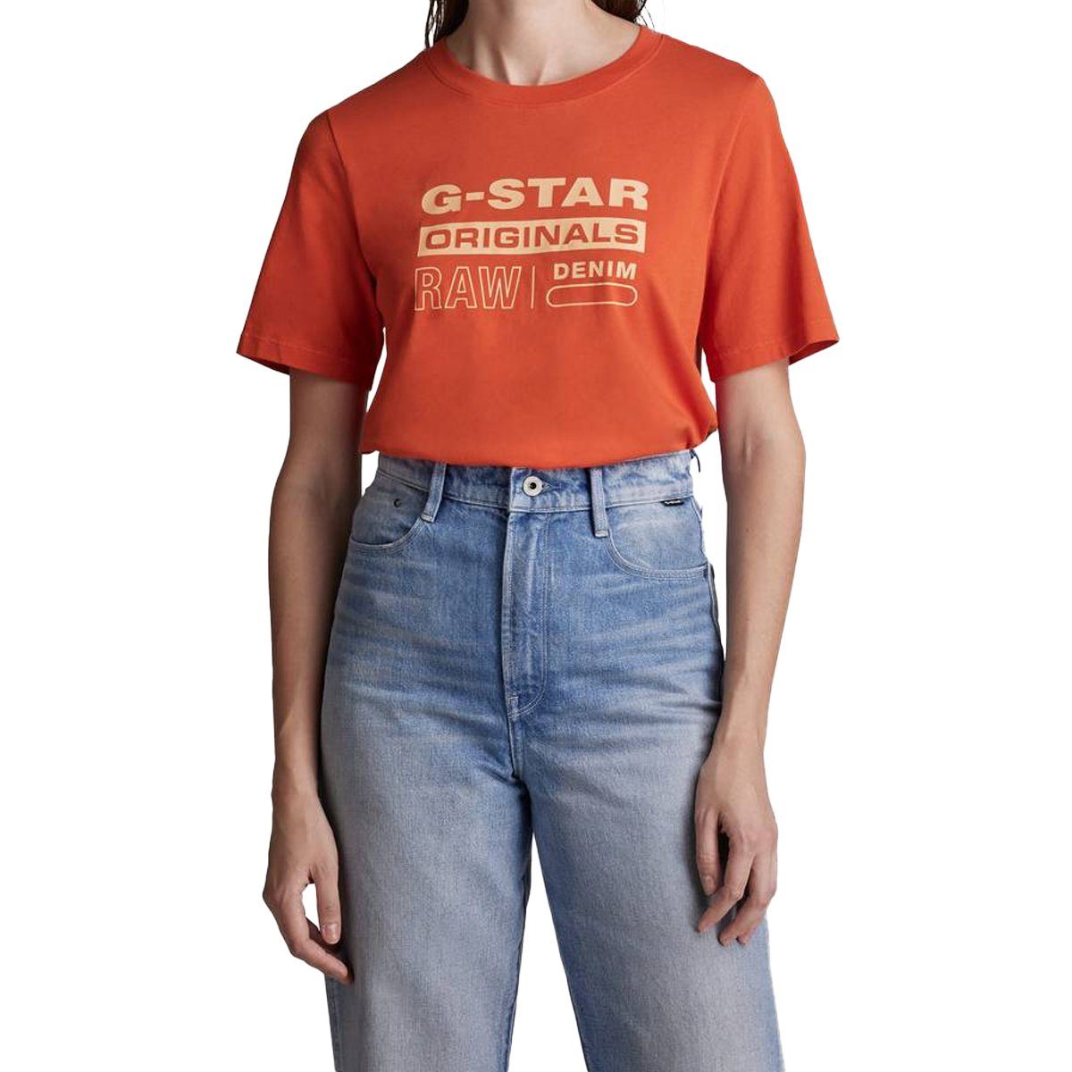 Rot G-Star T-Shirt Fit Damen Label - Originals Regular RAW T-Shirt