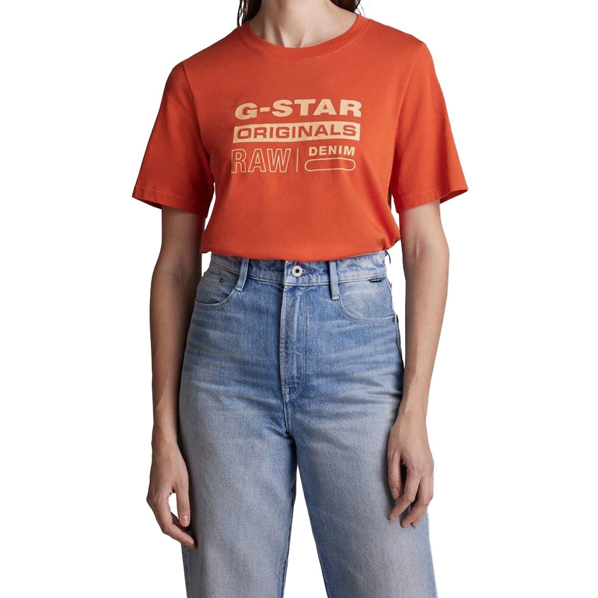 G-Star RAW T-Shirt Damen Originals Fit T-Shirt - Rot Regular Label