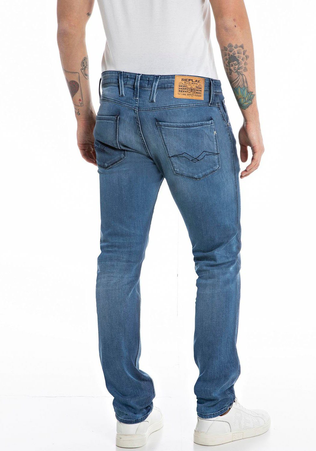 blue dark Replay Slim-fit-Jeans Anbass