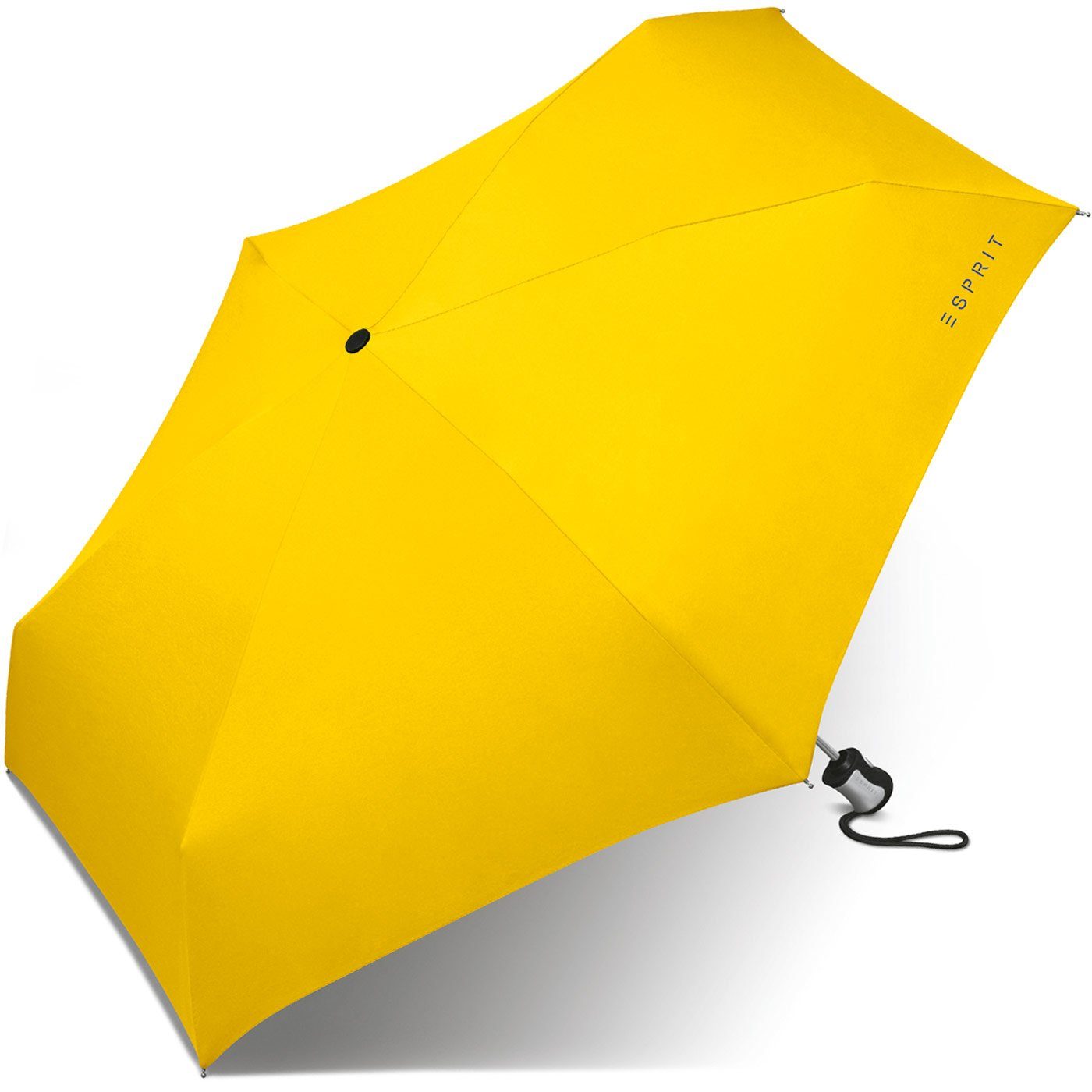 Esprit Taschenregenschirm Automatik, Gelb Schirm kleiner für auffällig schöner, kräftigem Auf-Zu in Damen