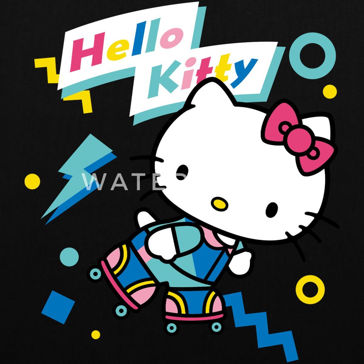 Spreadshirt Henkeltasche Hello Kitty 90er Stil Mit Rollschuhen Stoffbeutel (1-tlg)