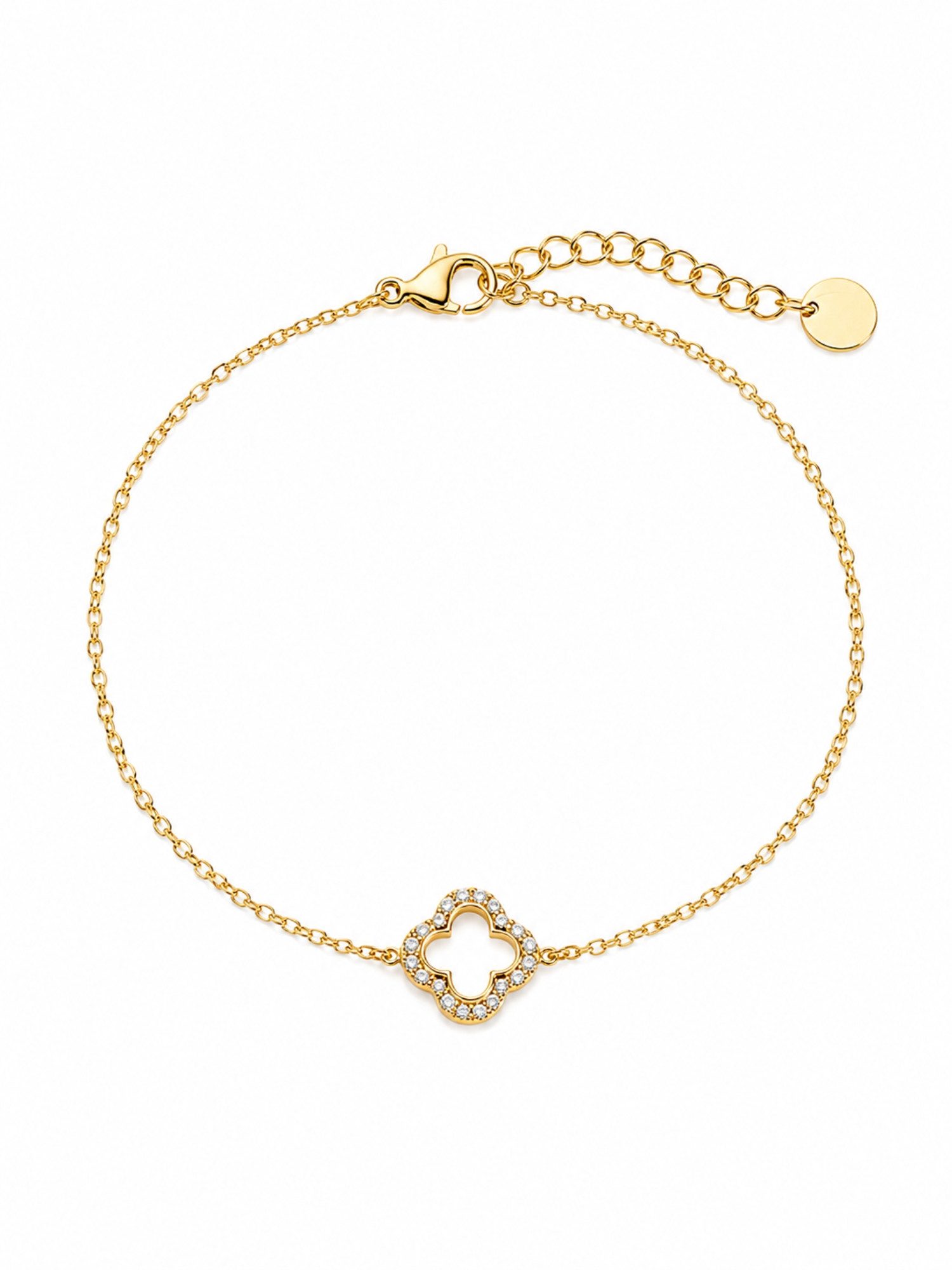 Adel Accessoires Edelstahlkette Zartes Kleeblatt-Armband mit Zirkonia – Elegantes Design, Größenverstellbar, hautfreundlich, kratzfest, ideal als Geschenk.