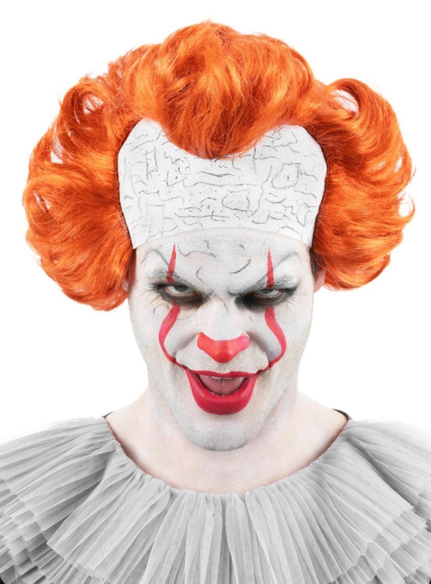 Smiffys Kostüm-Perücke Pennywise Chapter 2 Halloween Perücke Horrorclown, Offizielle Perücke der Neuauflage des Horrorfilms 'Es' von Stephen Ki