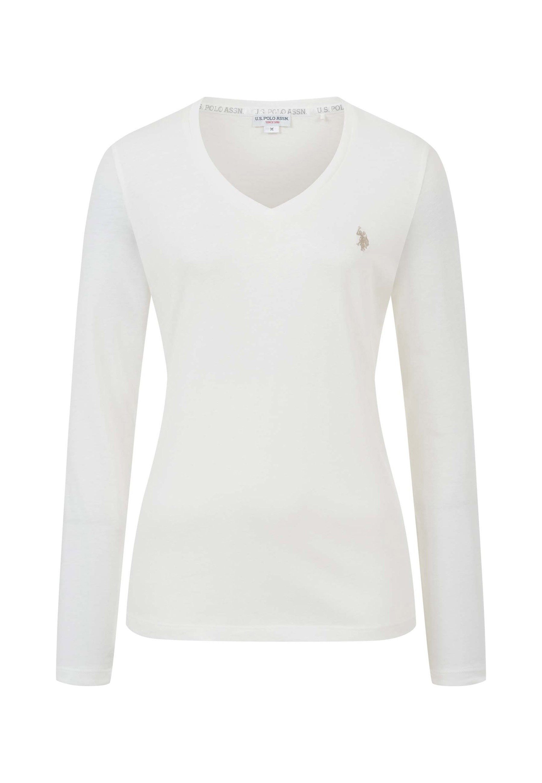 U.S. Polo Assn. Langarmshirt mit V-Ausschnitt und Stickereidetails Elastisches Longsleeve mit normaler Passform – Bild 5 von 5
