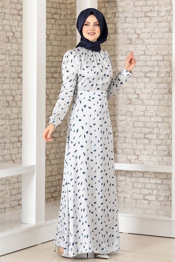 fashionshowcase Satinkleid Abendleid gemustert Hijab Mode günstig online kaufen