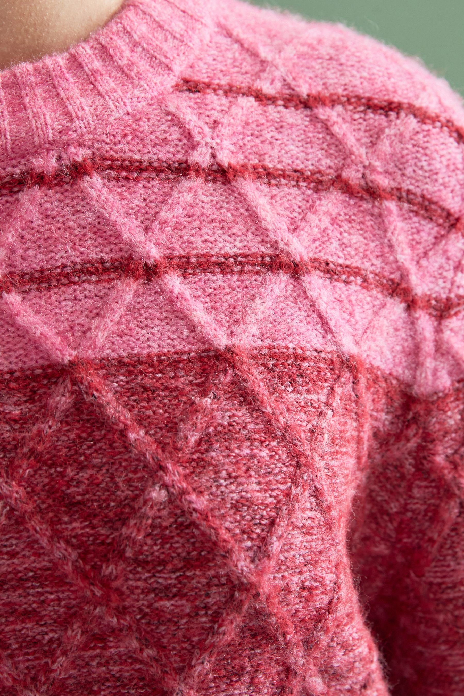 Rundhalsausschnitt Pink Next Rundhalspullover Pullover (1-tlg) Bright mit