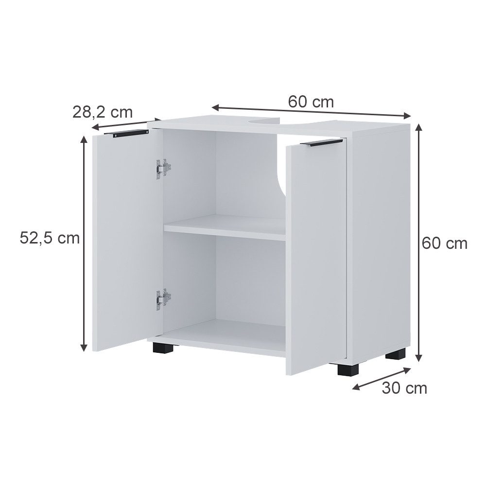 Vicco Waschbeckenunterschrank Alina, Weiß, 60 x 60 cm mit Türen (1-St) – Bild 2 von 5
