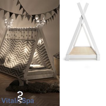 VitaliSpa® Kinderbett Kinderhausbett 90x200cm TIPI Weiß Matratze
