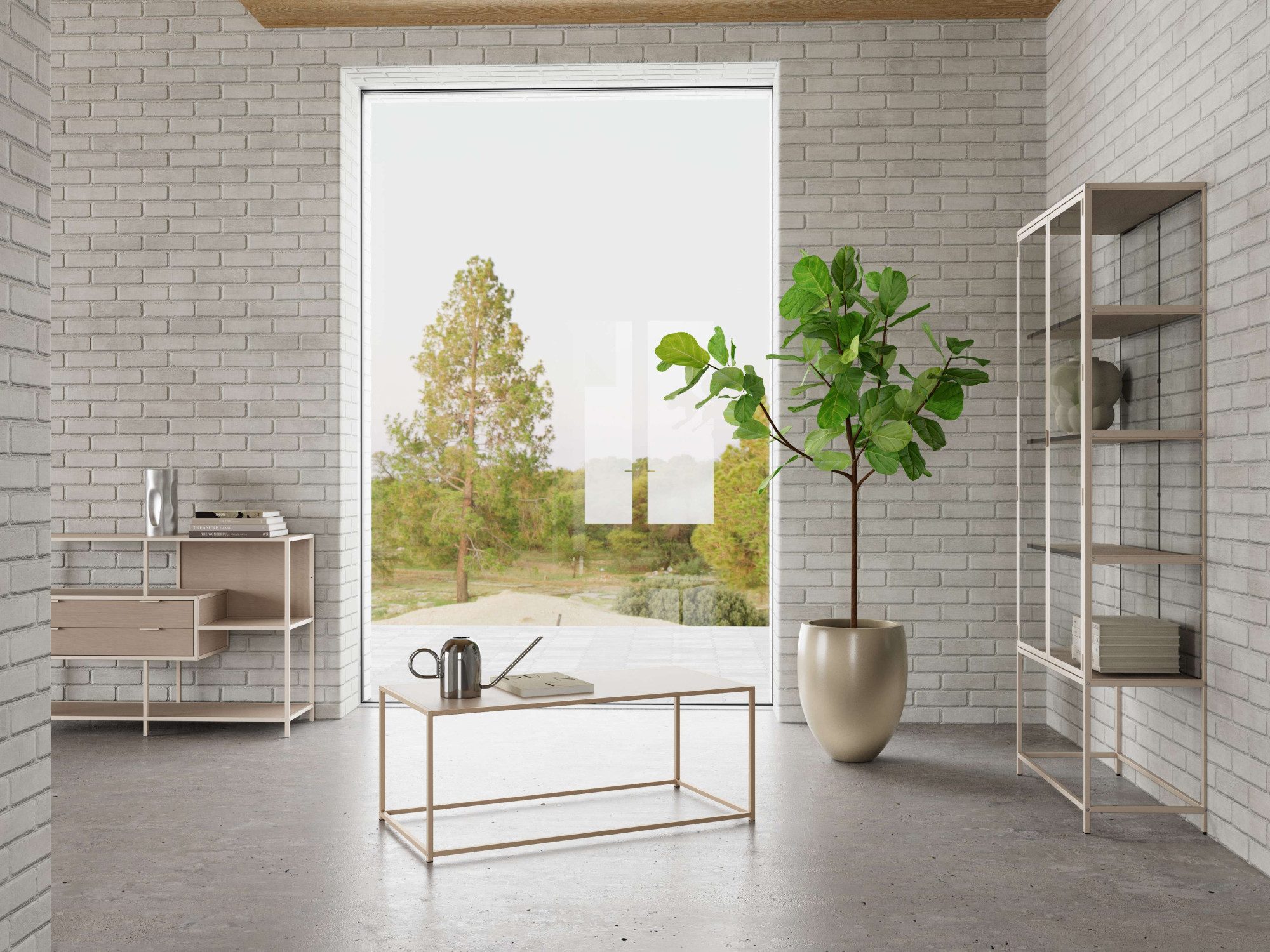 ACTONA GROUP Couchtisch Seaford Kaffeetisch, Wohnzimmertisch, Rechteckiger Couchtisch, grau, mit Stahlgestell, 100x50x40 cm.