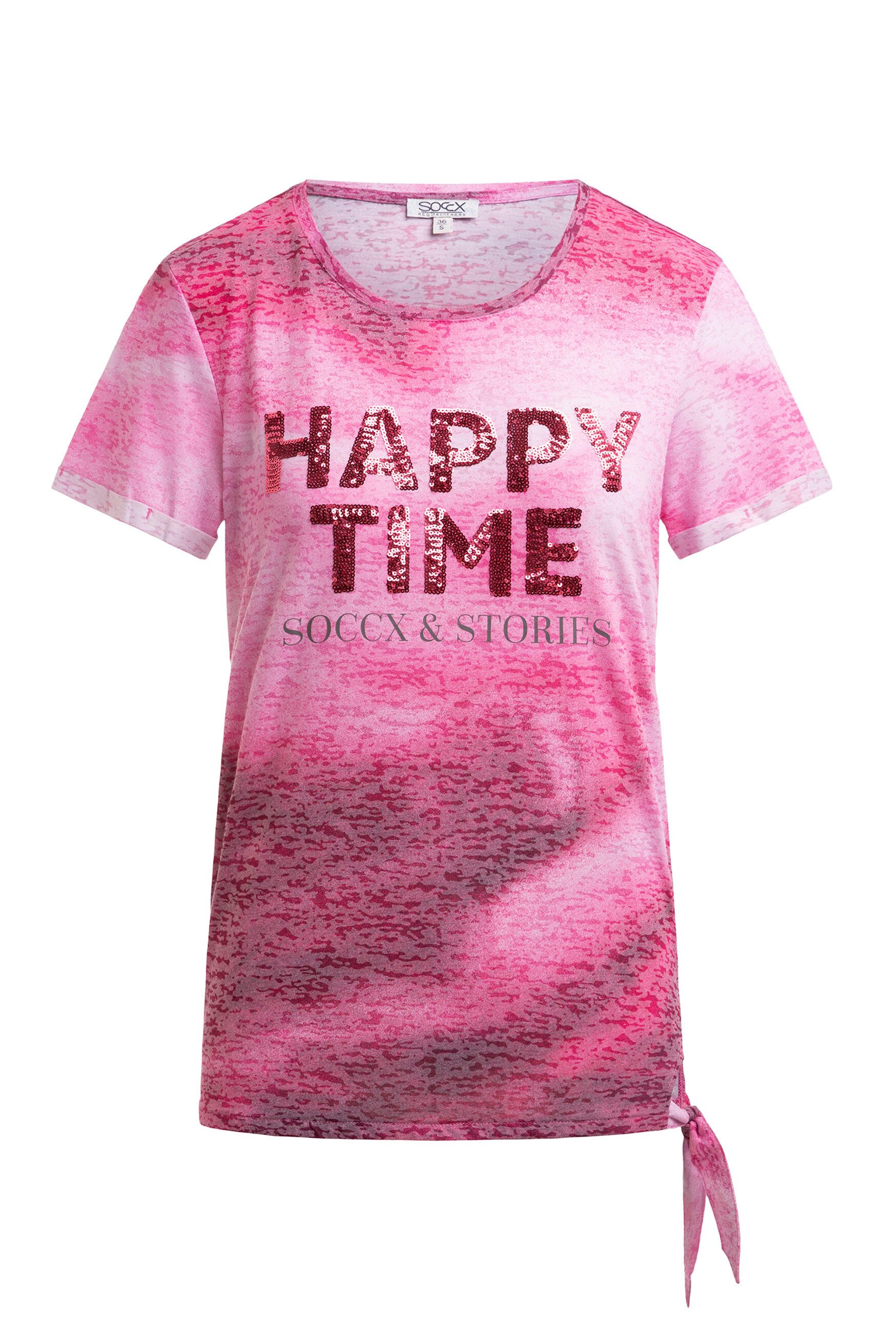 SOCCX Rundhalsshirt mit Knoten-Saum günstig online kaufen