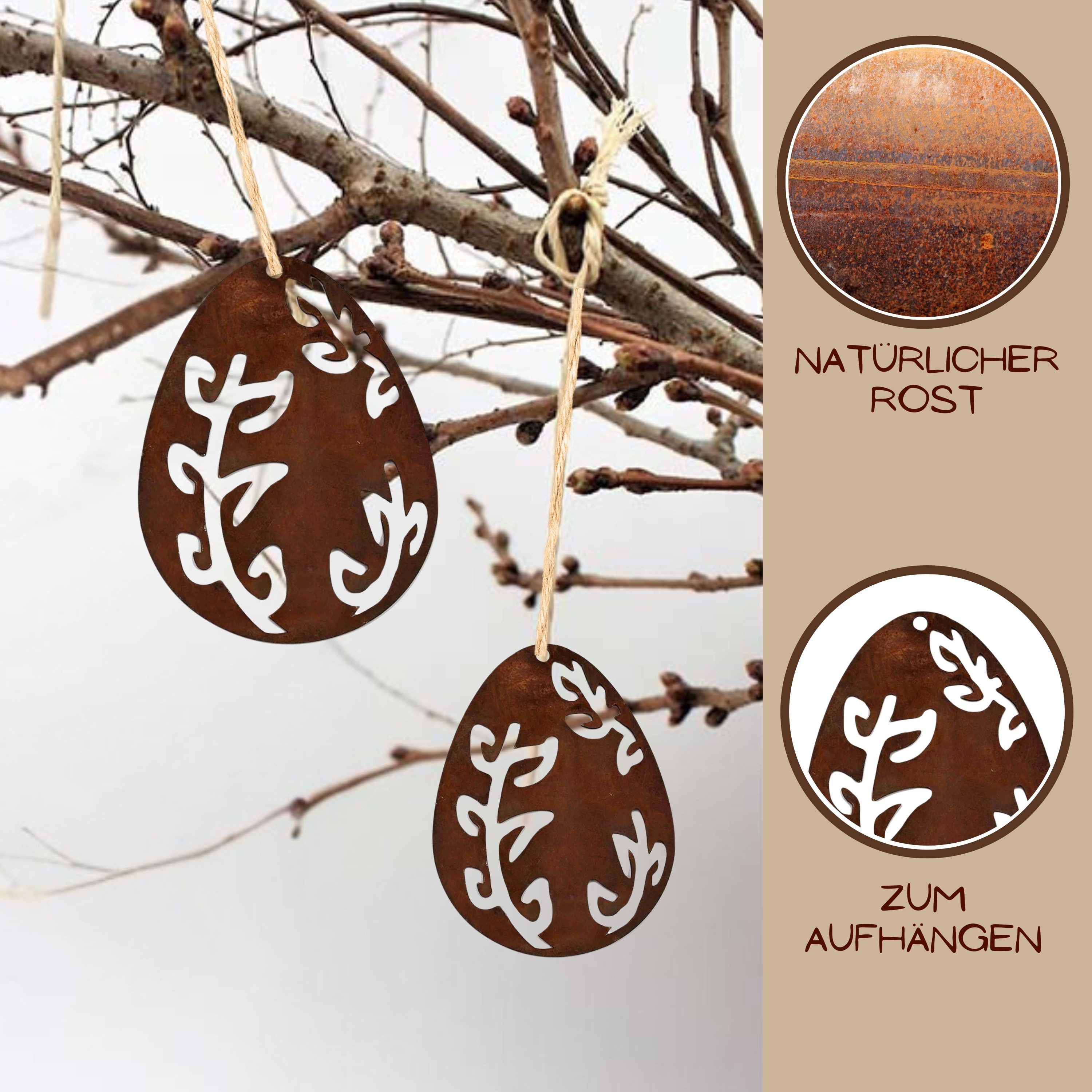 Rostikal Osterei Ranke Osterdeko zum hängen Fensterdeko (Set, 2tlg), im Set und handgefertig in der Manufaktur Rostikal