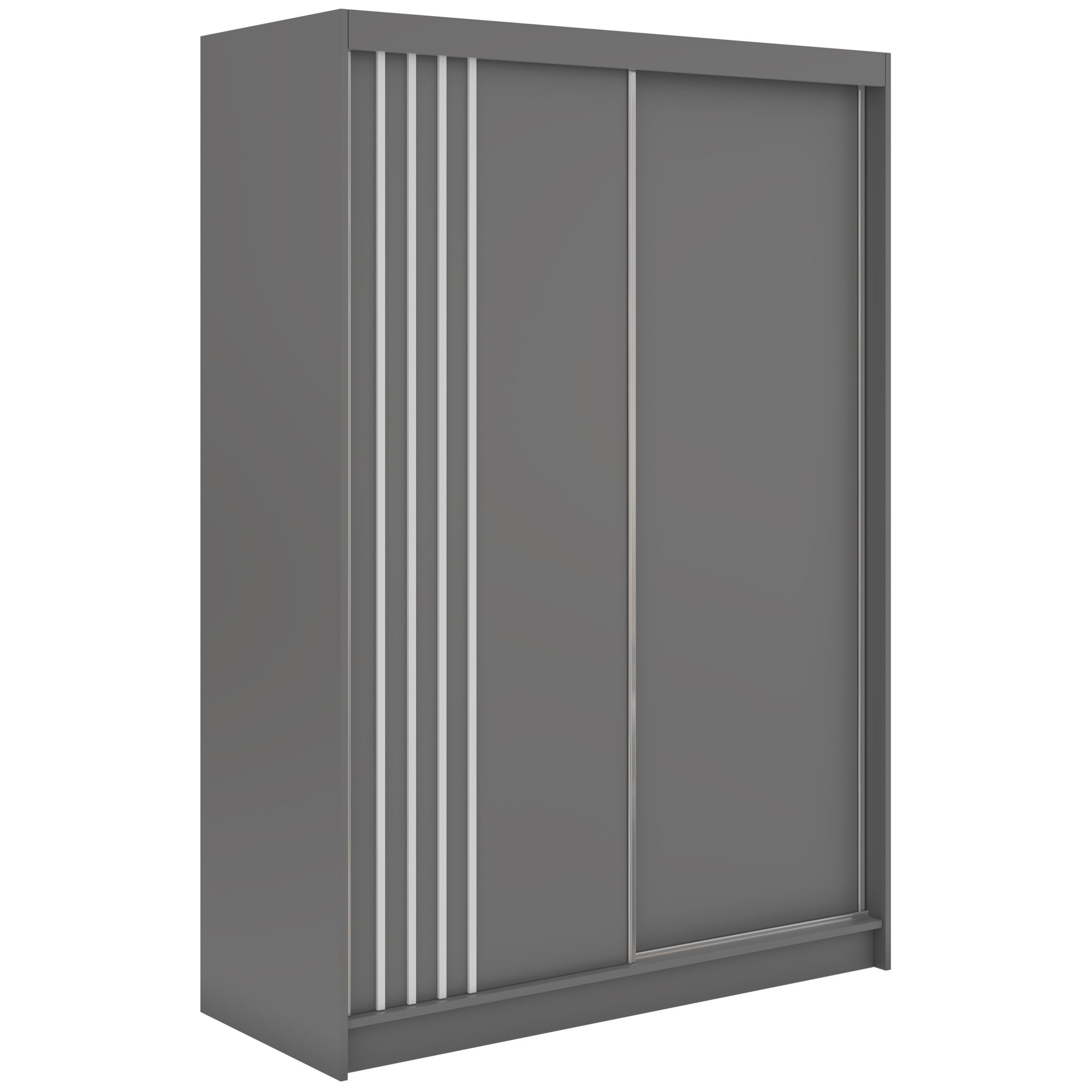 MKS MÖBEL Schiebetürenschrank NAURU 150 (mit Einlegeböden, Garderobenschrank Inkl. Kleiderstange) Schwebetürenschrank 150 cm breite, Kleiderschrank mit Lamellen