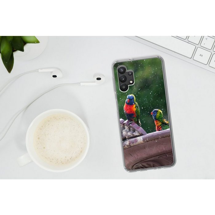 MuchoWow Handyhülle Springbrunnen - Vogel - Wasser Handyhülle Samsung Galaxy A32 5G Smartphone-Bumper Print Handy ZV10929