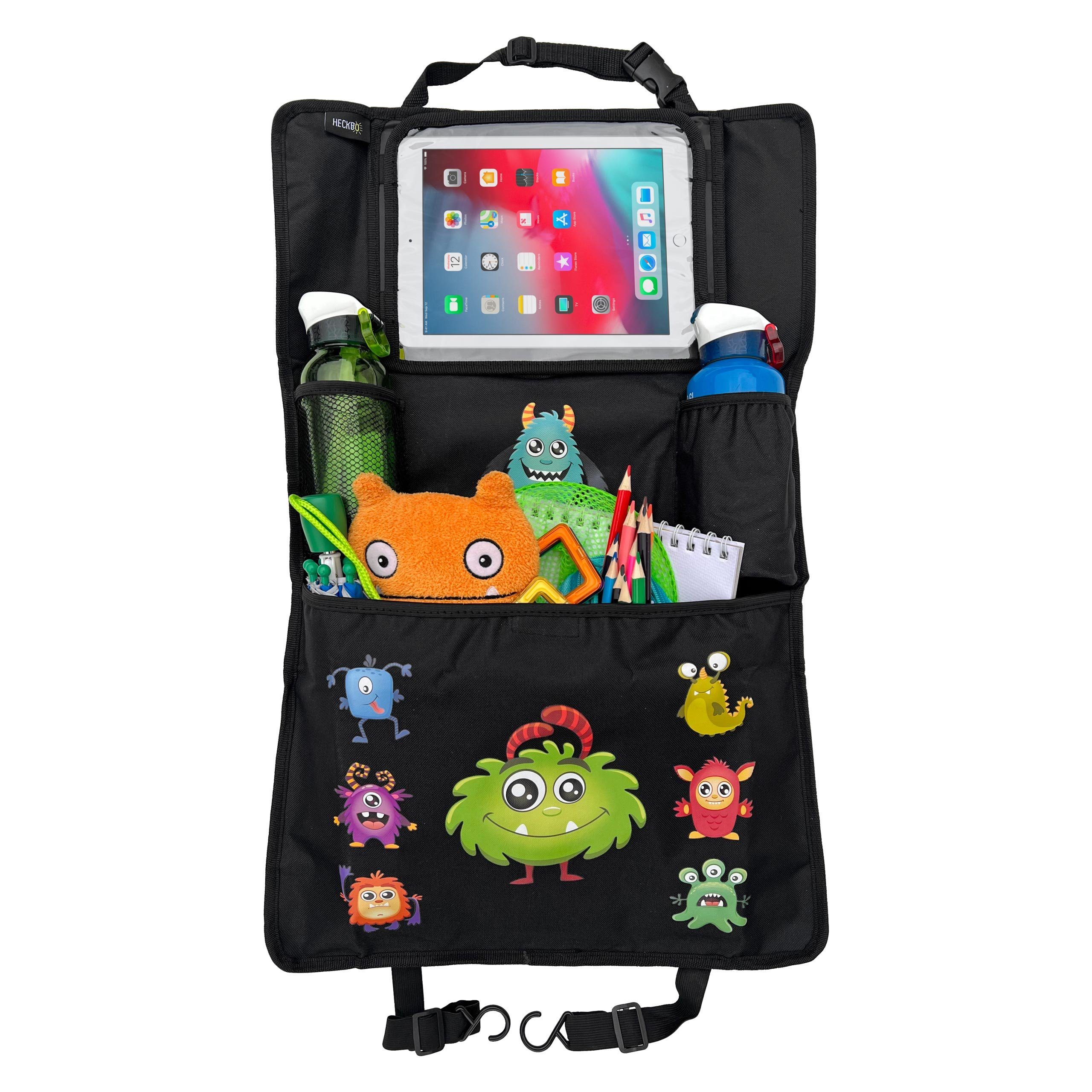 PUREWORK Rücksitzorganizer Auto Rücksitz Organizer Tasche Autositz  Rücksitztasche Rücksitzschoner KFZ Autositztasche Aufbewahrungstasche  Kinder Spielzeugtasche (1-tlg), mit 6 Fächer und Trittschutz