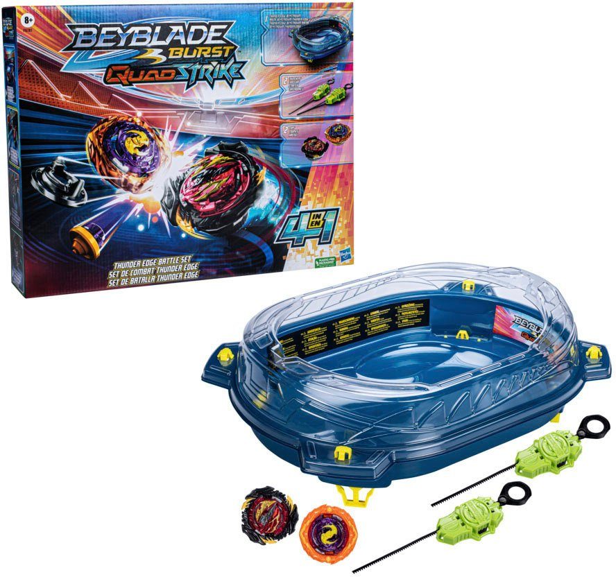 Hasbro mit Beyblade Edge 2 Startern Speed-Kreisel Thunder (Set), Burst Kreiseln 2 Arena und Quadstrike rechtsdrehenden