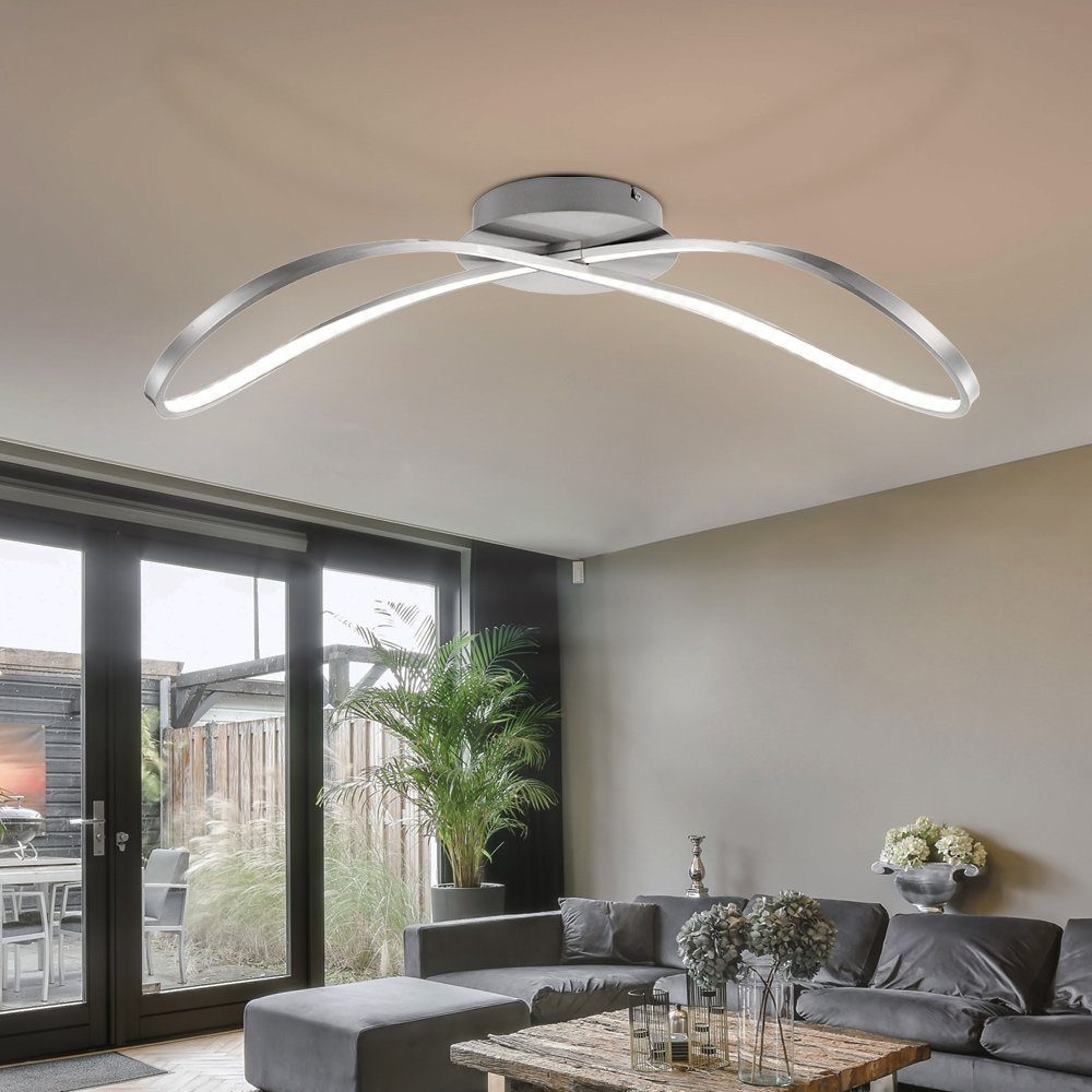 GLOBO LIGHTING LED Deckenleuchte, LED-Leuchtmittel fest verbaut, Warmweiß, Deckenleuchte Deckenlampe Wohnzimmerleuchte Nickel matt LED