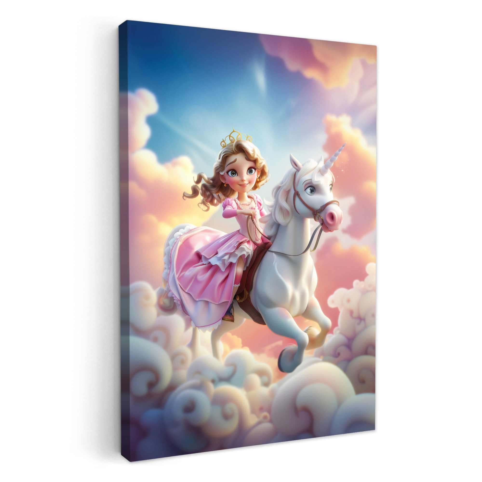 OneMillionCanvasses® Leinwandbild Prinzessin - Einhorn - Mädchen - Wolken, günstig online kaufen