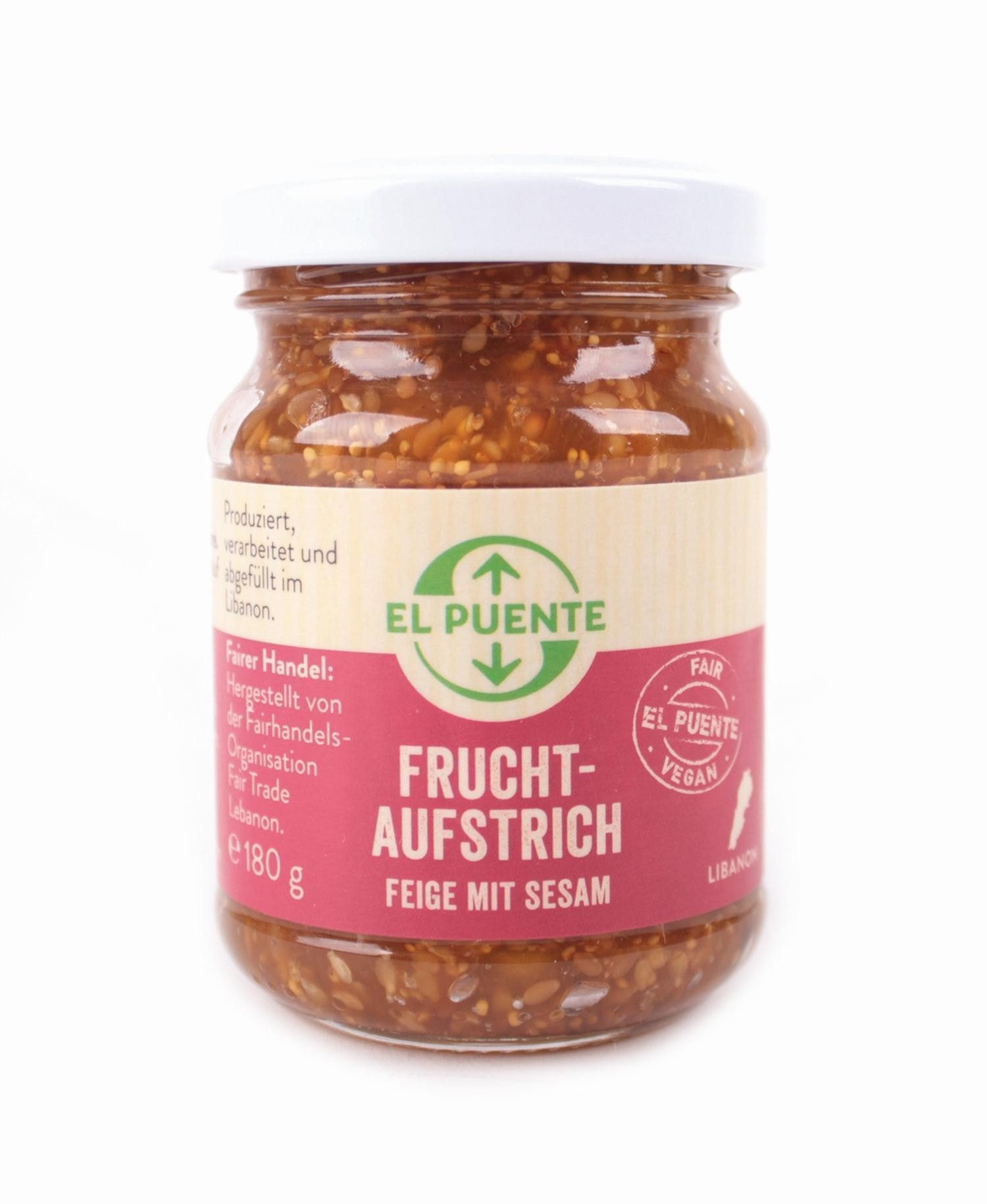El Puente Herzhafter Brotaufstrich Veganer Brotaufstrich Feige mit Sesam, Fair Trade, Vegan, Fair Trade