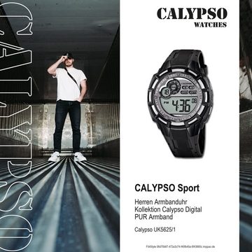 CALYPSO WATCHES Digitaluhr Calypso Herren Uhr K5625/1 Kunststoffband, Herren Armbanduhr rund, PURarmband schwarz, Sport