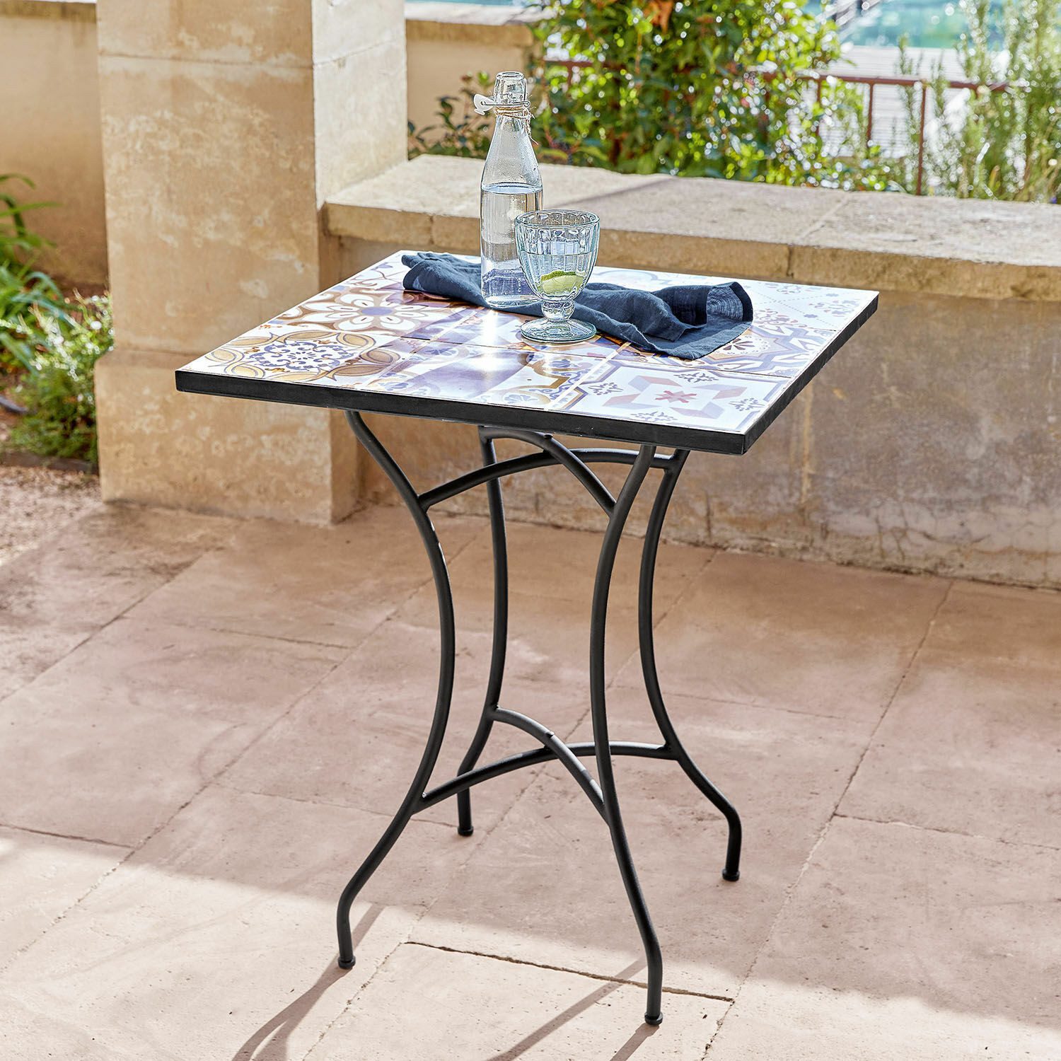 Mirabeau Gartentisch Tisch Céligny schwarz/beige/blau