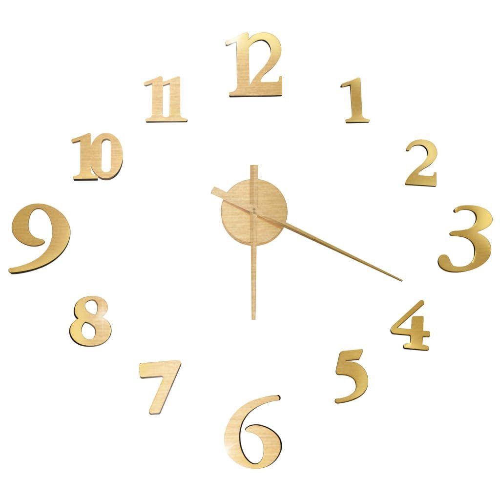 furnicato Uhr Extragroße 3D-Wanduhr Gold 100 cm mit DIY-Größe (Elegante Wanduhr aus EVA-Material mit individuellem 3D-Effekt)