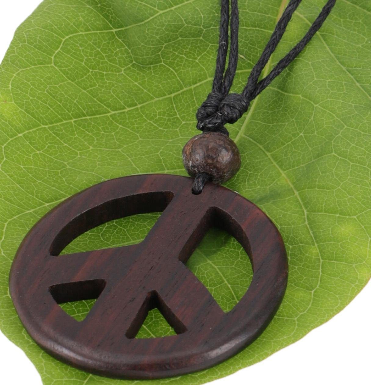 Guru-Shop Perlenkette Ethno Holzschmuck, Halskette, Surferkette - Peace günstig online kaufen