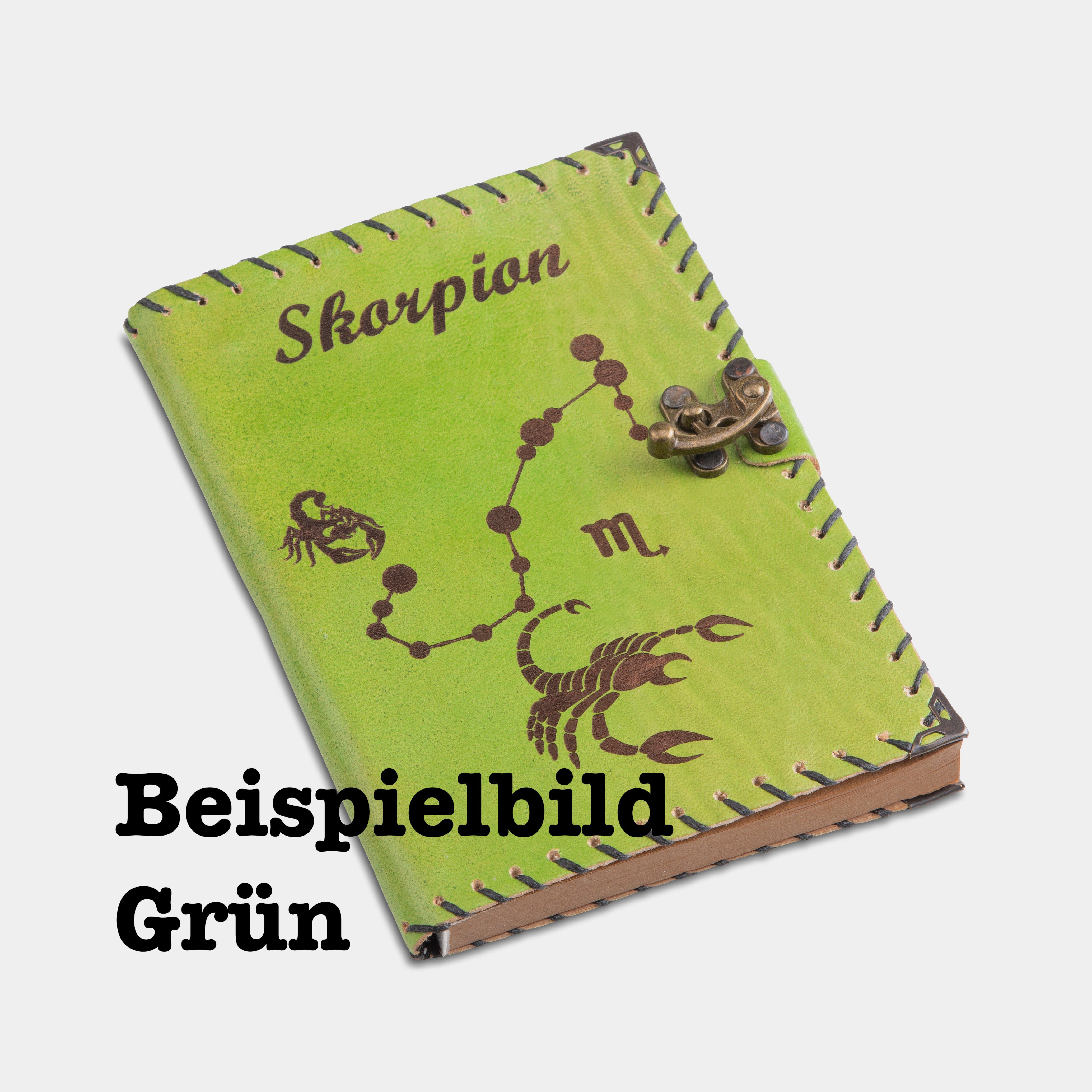 Grün Journal, Tagebuch QUAMOD Tagebuch Handgefertigt Sternzeichen Leder echtem Design) aus Notizbuch (12